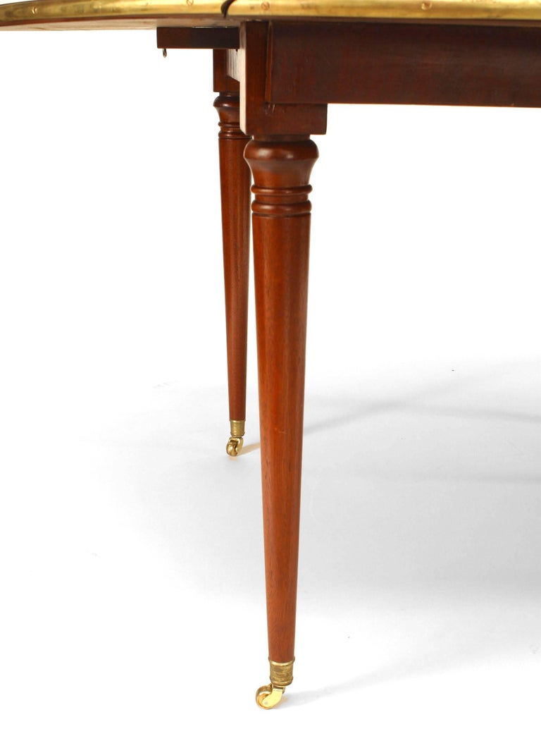 Brass French Louis XVI Mahogany Round Dining Table For Sale