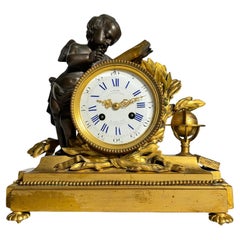 Reloj de chimenea figurado dorado estilo Luis XVI francés del siglo XIX de Lepine