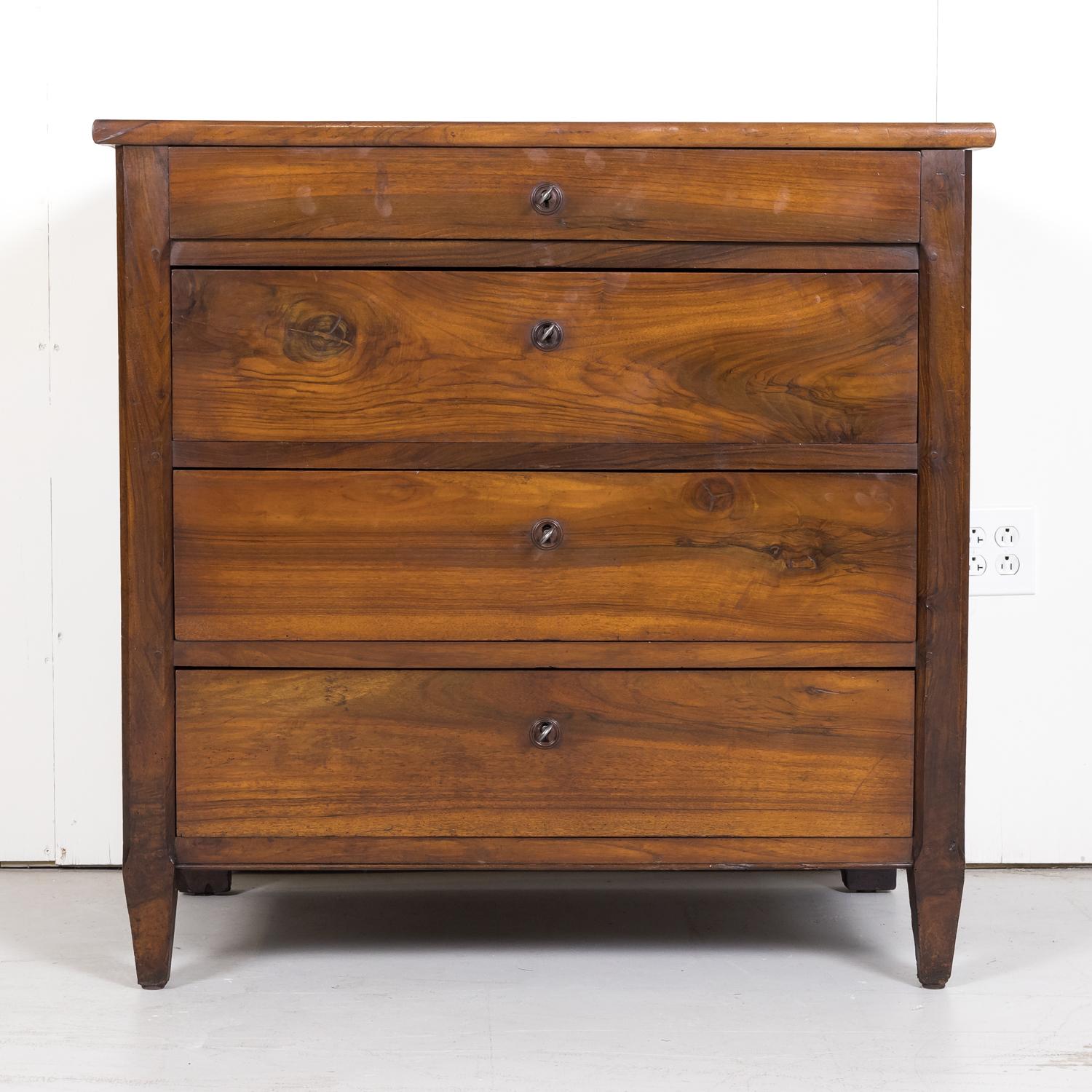 Late 19th Century 19th Century French Louis XVI Style Four-Drawer Walnut Commode