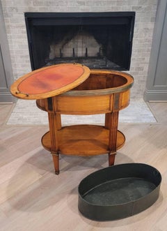 19th Century French Louis XVI Style Fruitwood Tray-Top Side Table
