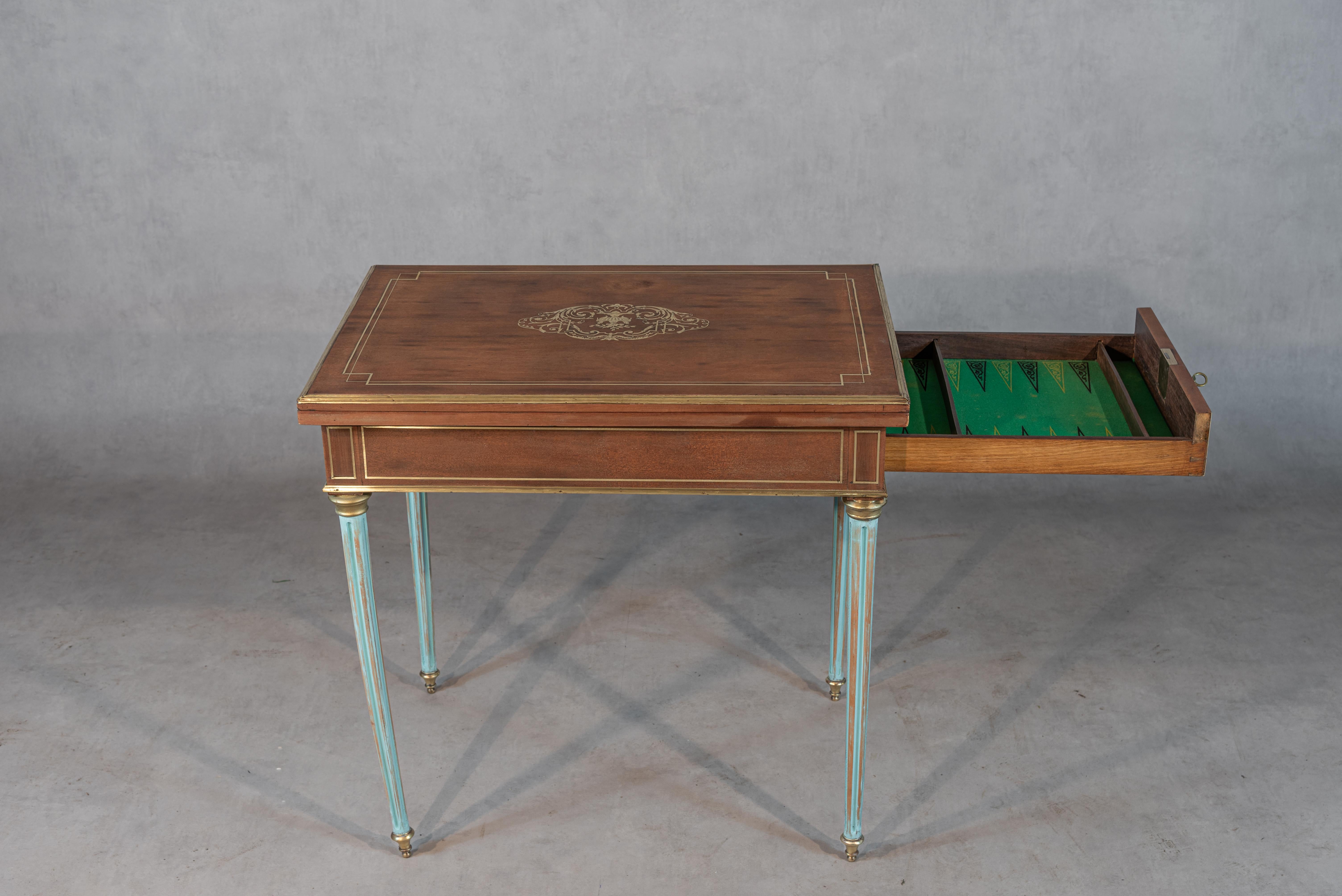 19th Century French  Louis XVI Style Game Table In Good Condition In San Antonio, TX