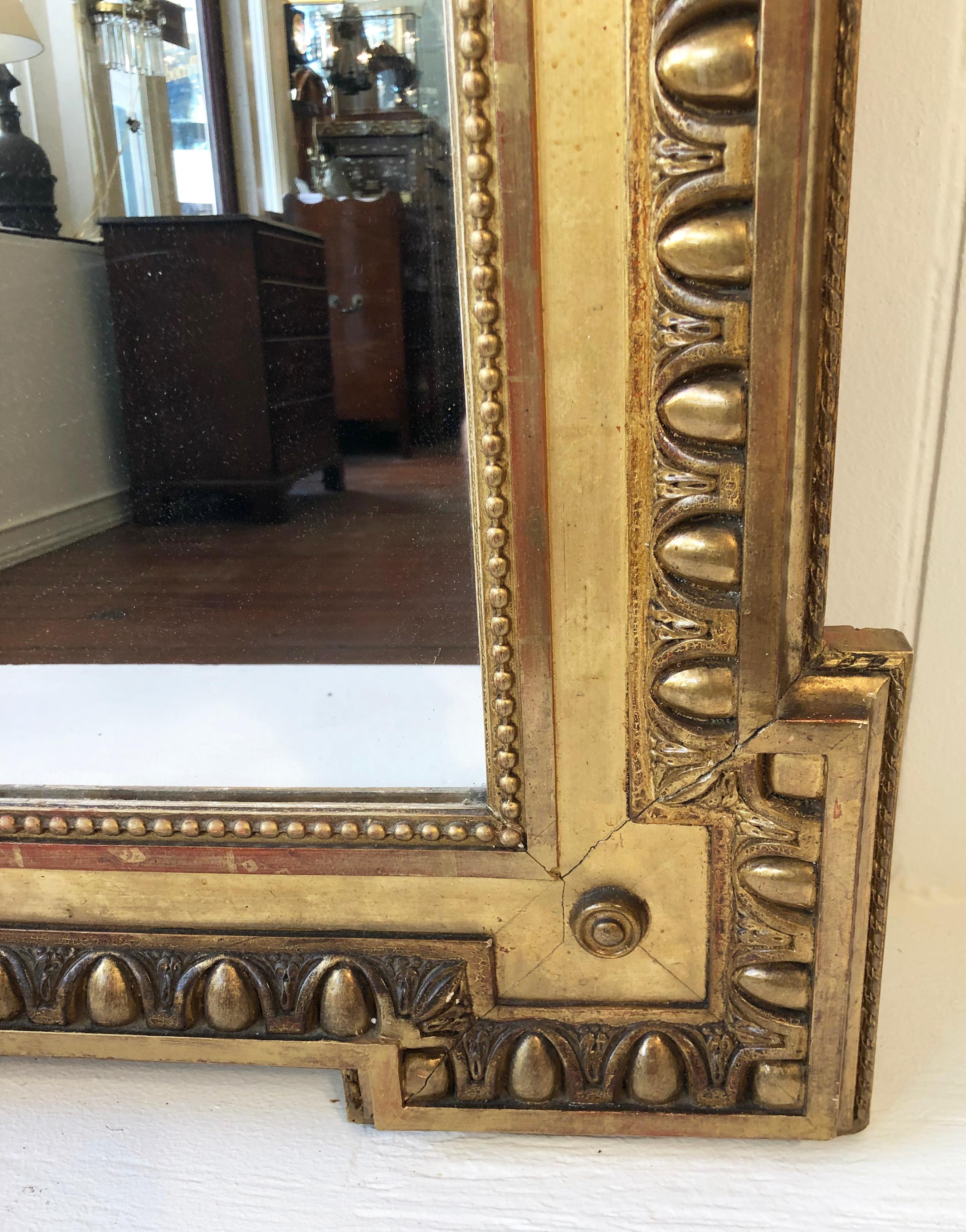 19th Century French Louis XVI Style Gilded Mirror For Sale 2