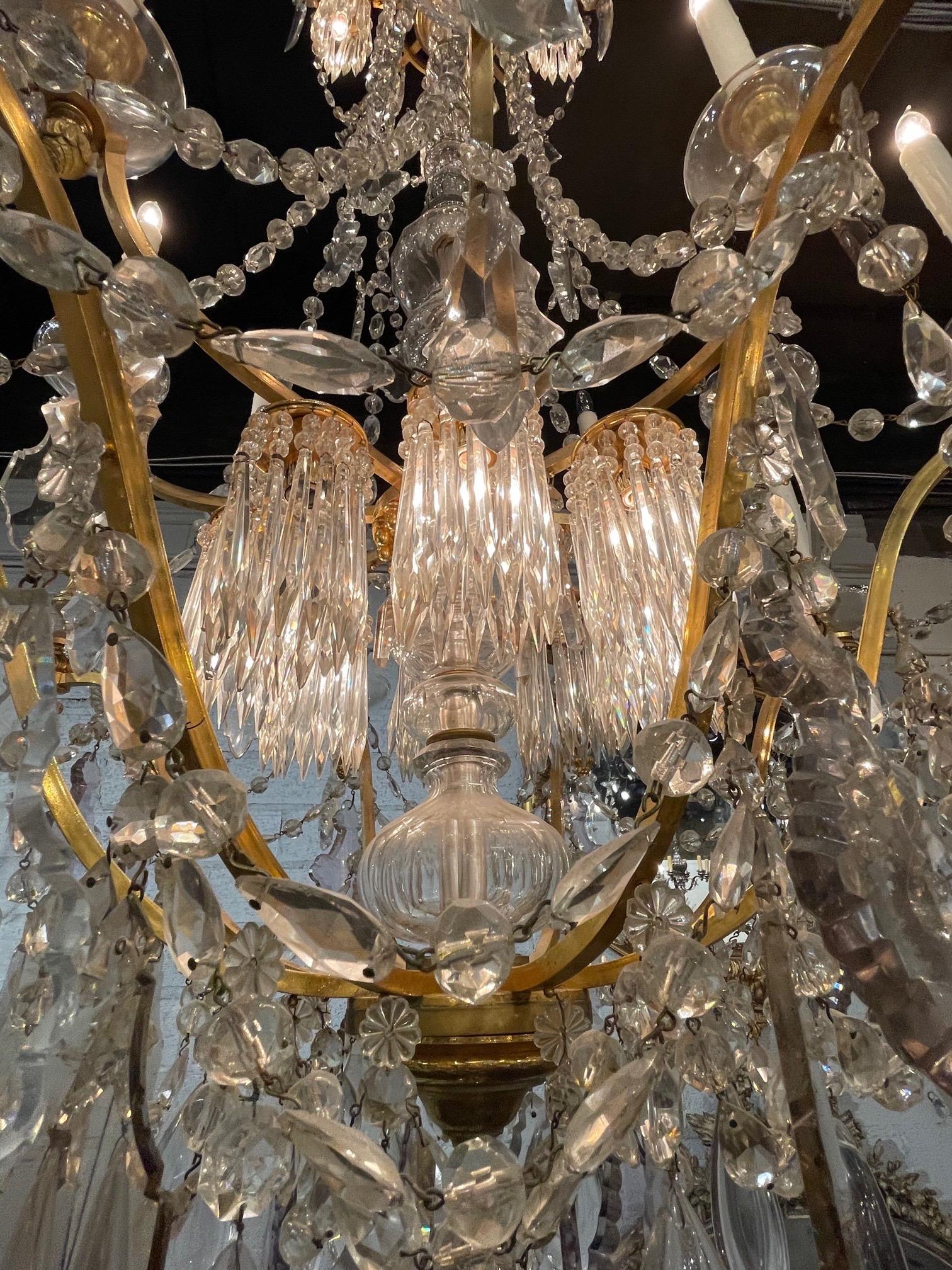 19th Century French Louis XVI Style Gilt Bronze and Crystal 20-Light ...