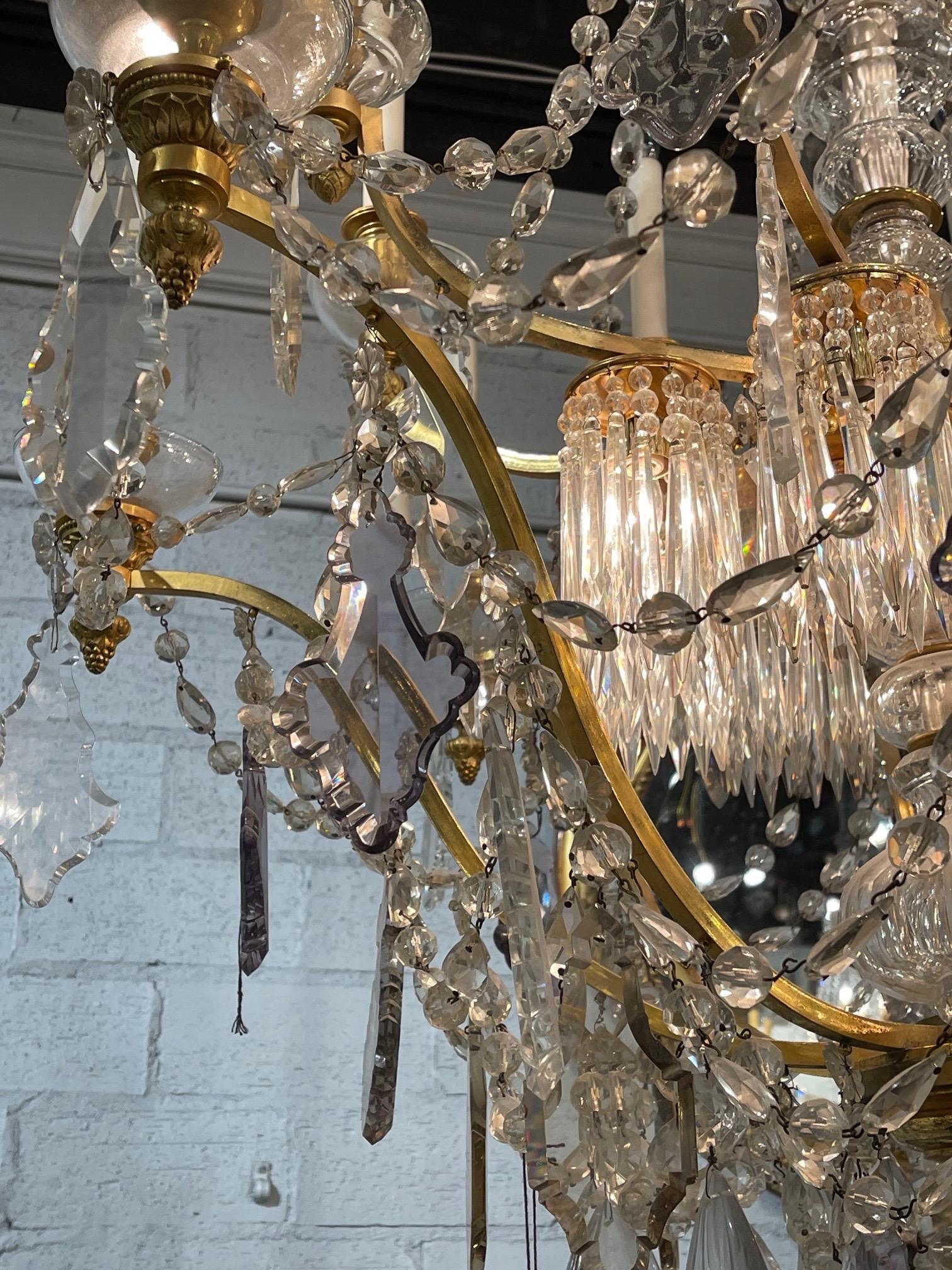 19th Century French Louis XVI Style Gilt Bronze and Crystal 20-Light ...