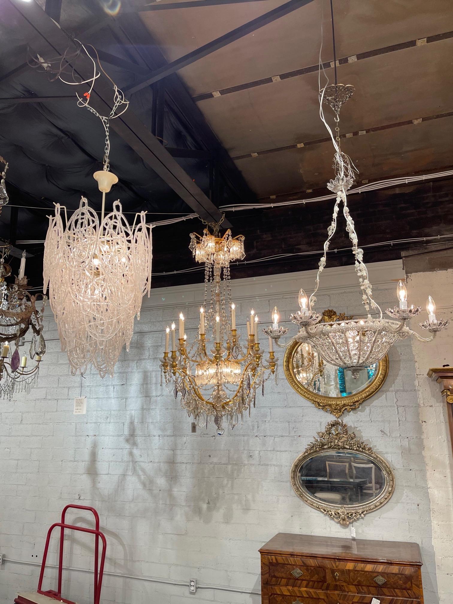 19th Century French Louis XVI Style Gilt Bronze and Crystal 20-Light ...