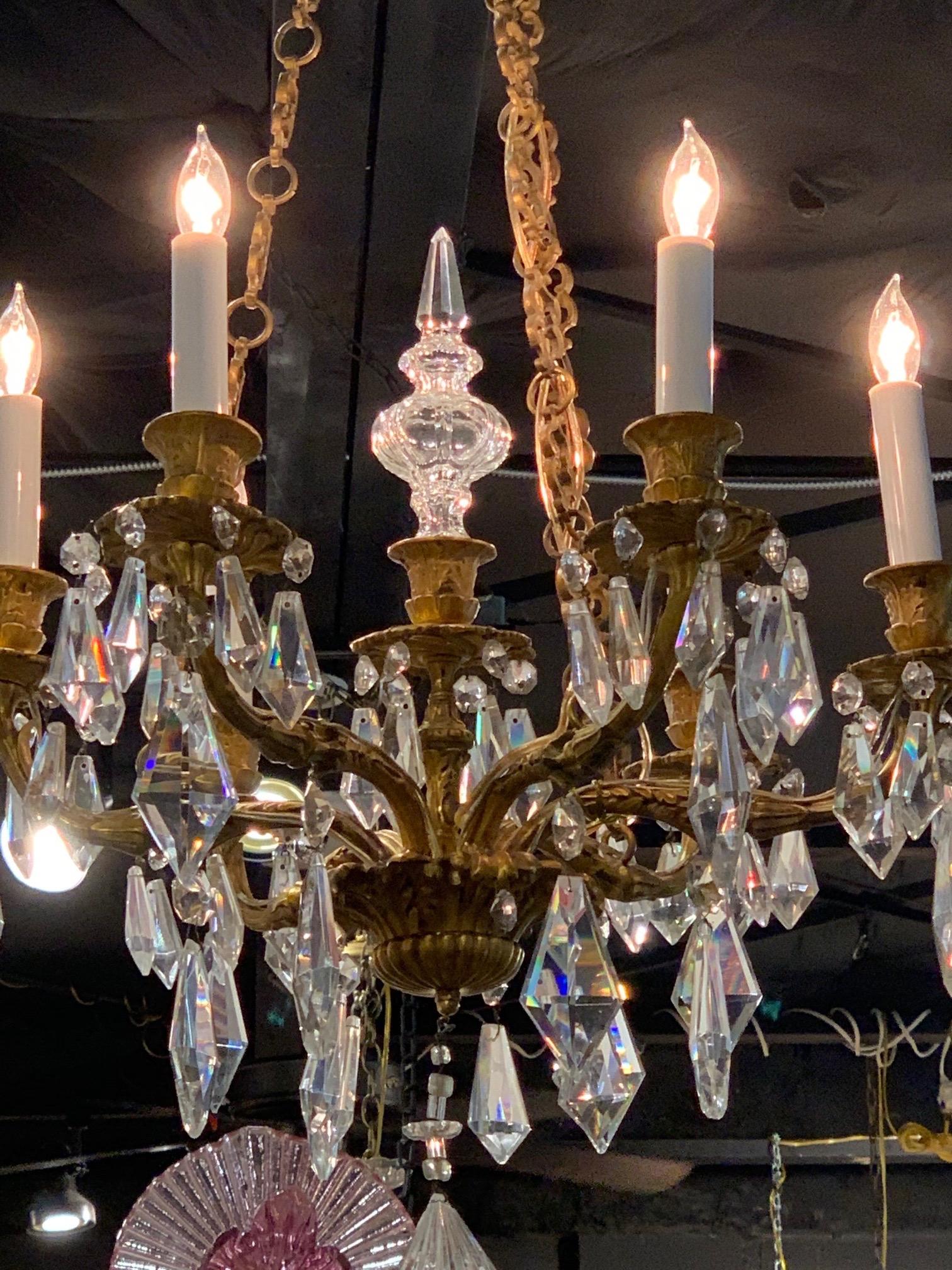 19th Century French Louis XVI Style Gilt Bronze and Crystal Chandelier In Good Condition In Dallas, TX