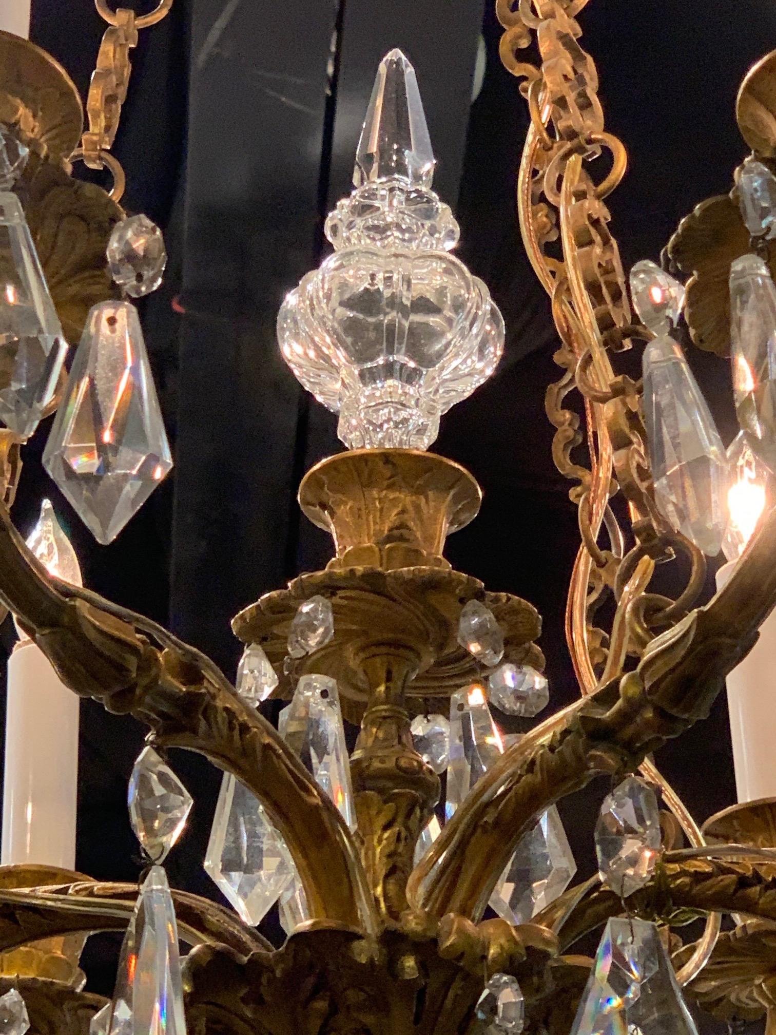 19th Century French Louis XVI Style Gilt Bronze and Crystal Chandelier 4