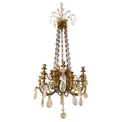 19th Century French Louis XVI Style Gilt Bronze and Rock Crystal Chandelier