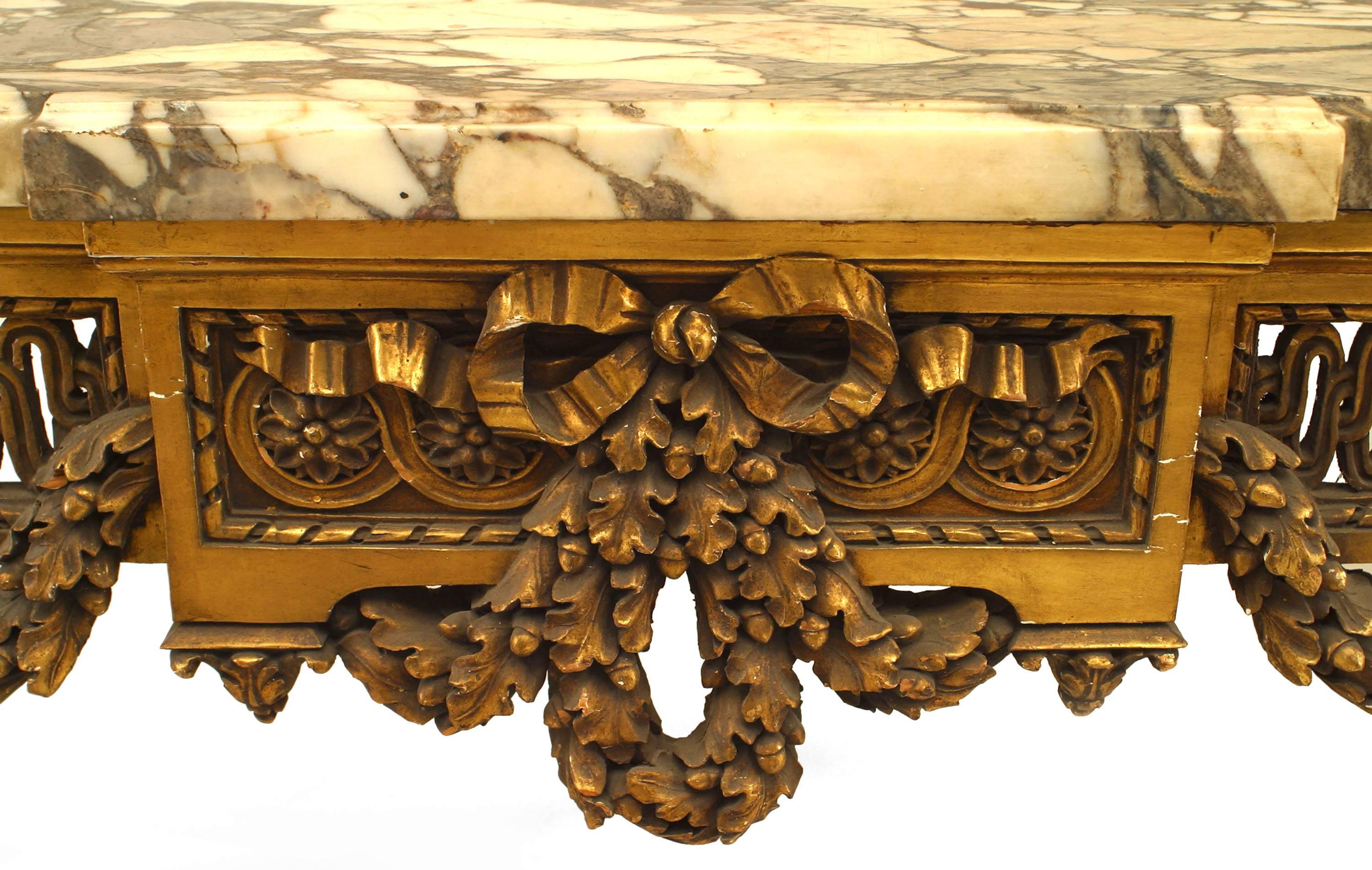 19th Century French Louis XVI Style Gilt Center Table with Marble Top For Sale