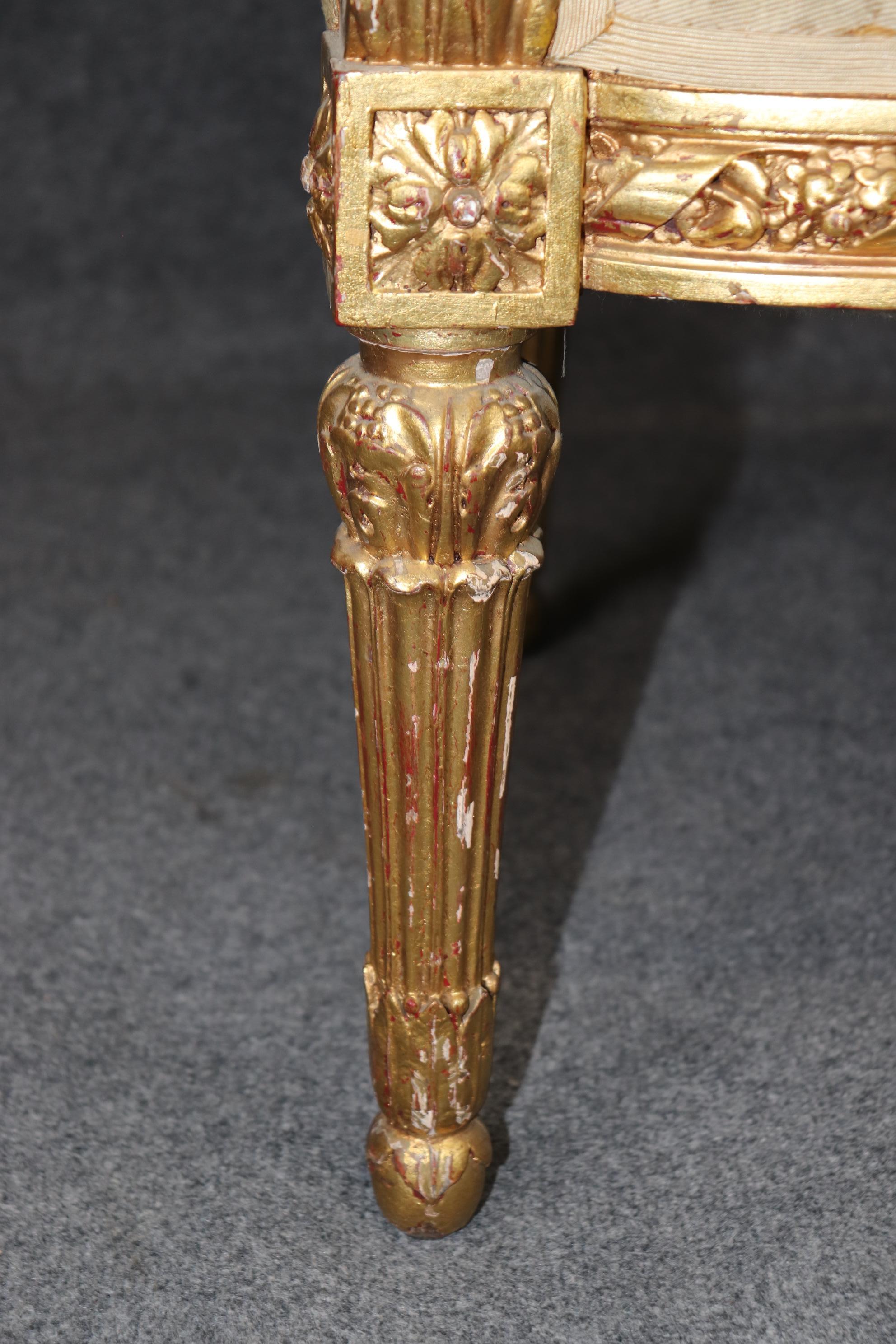 19th Century French Louis XVI Style Gilt Wood Aubusson Parlor Set For Sale 7