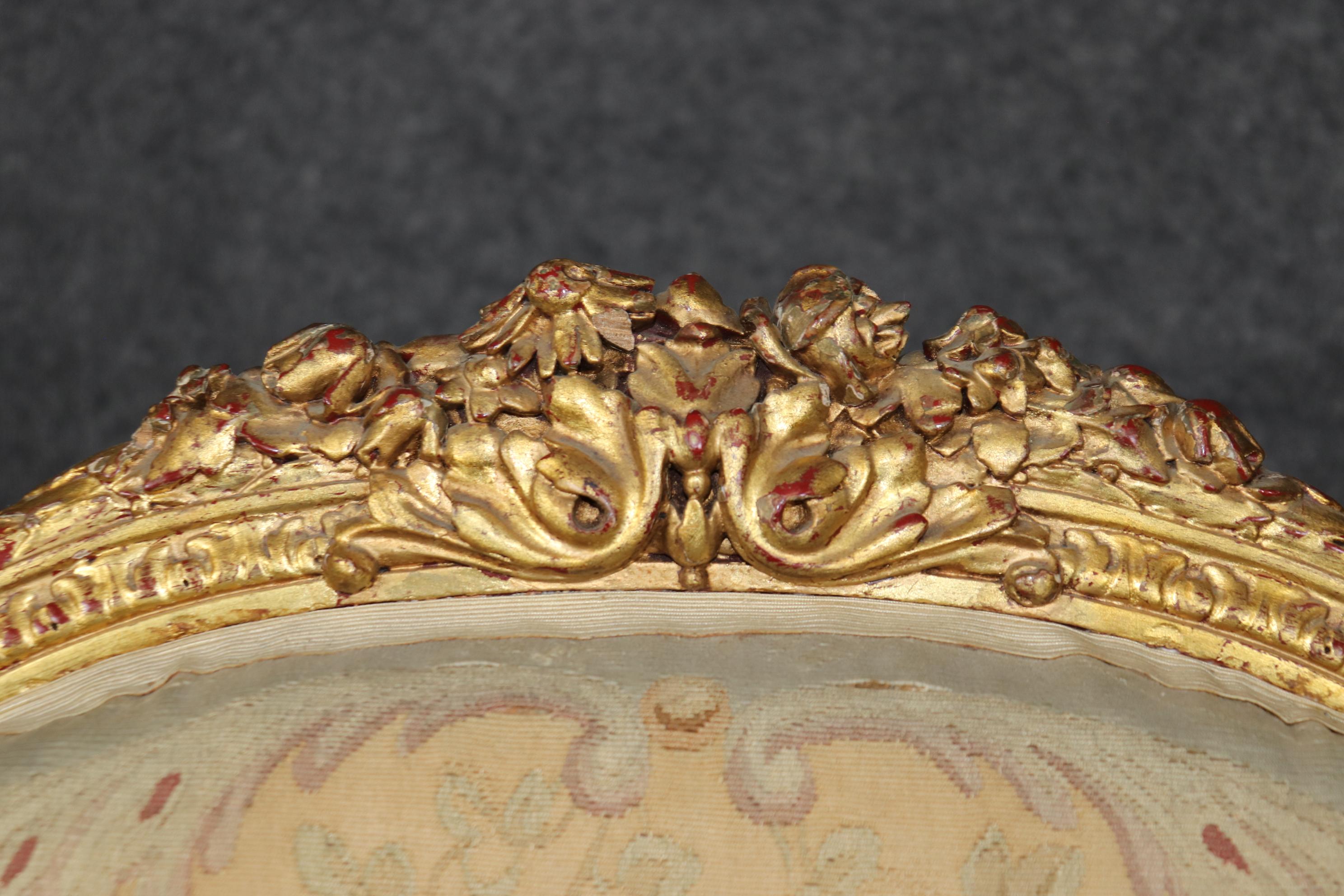 19th Century French Louis XVI Style Gilt Wood Aubusson Parlor Set For Sale 9