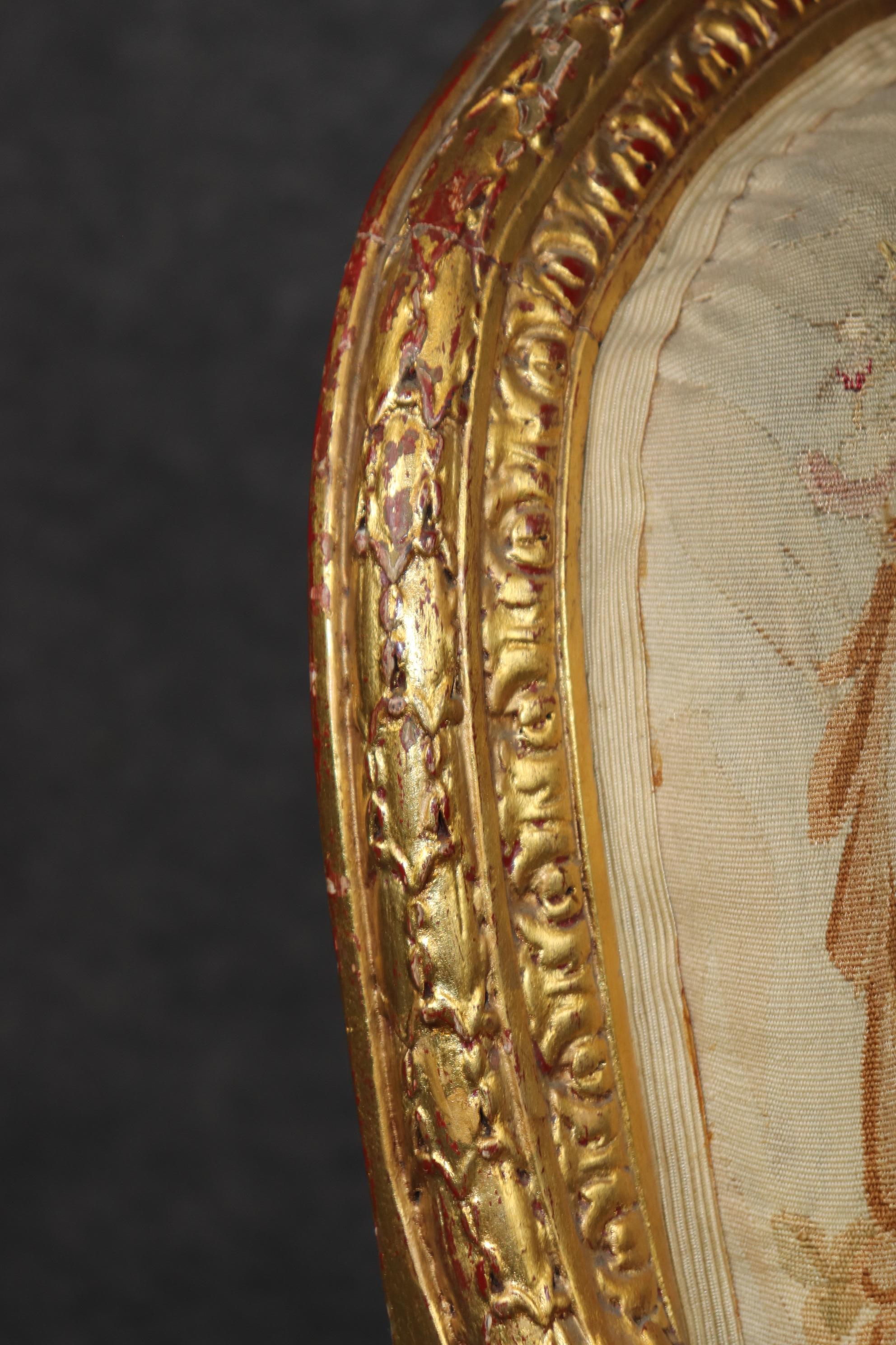 19th Century French Louis XVI Style Gilt Wood Aubusson Parlor Set For Sale 14