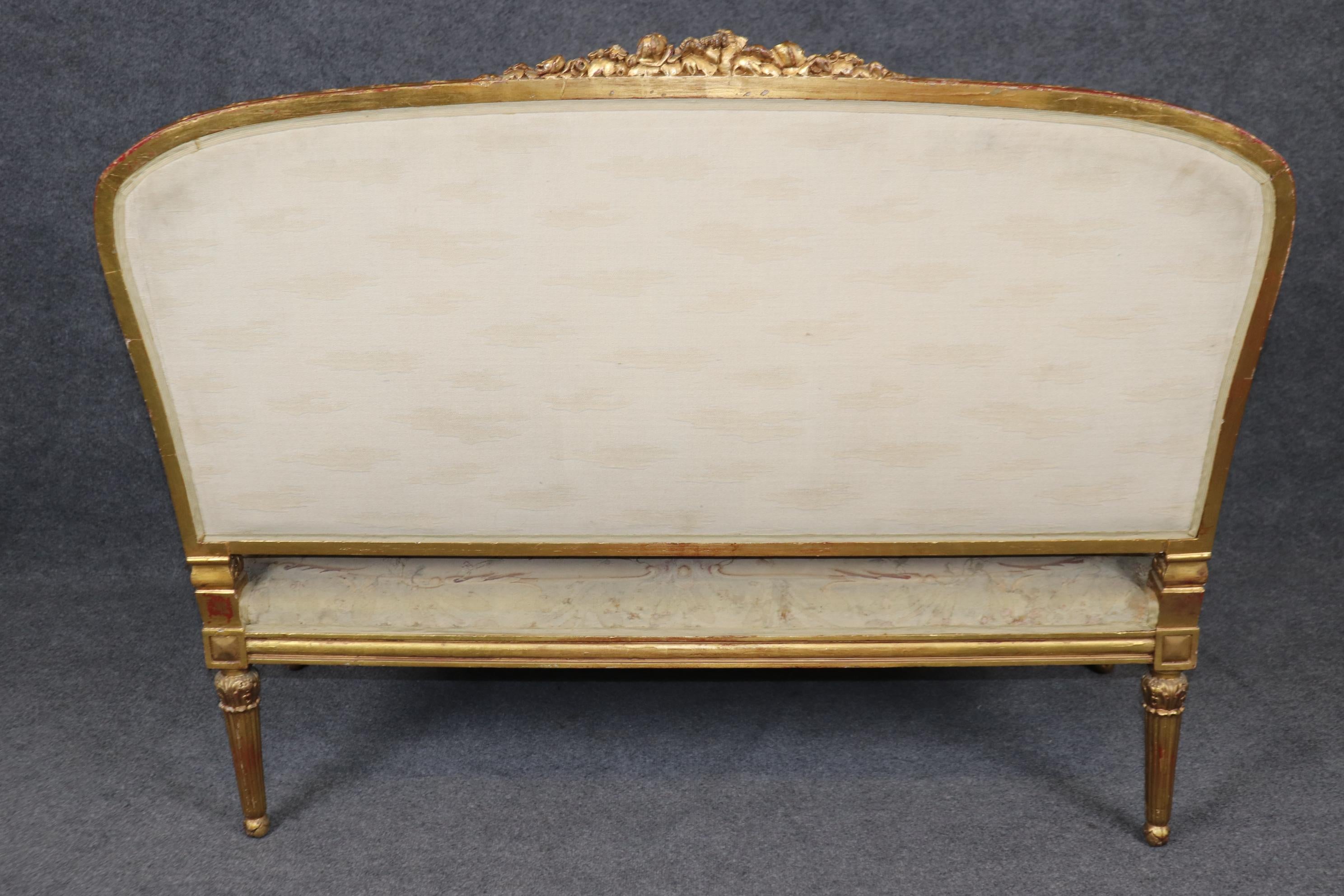 Gesso 19th Century French Louis XVI Style Gilt Wood Aubusson Parlor Set For Sale