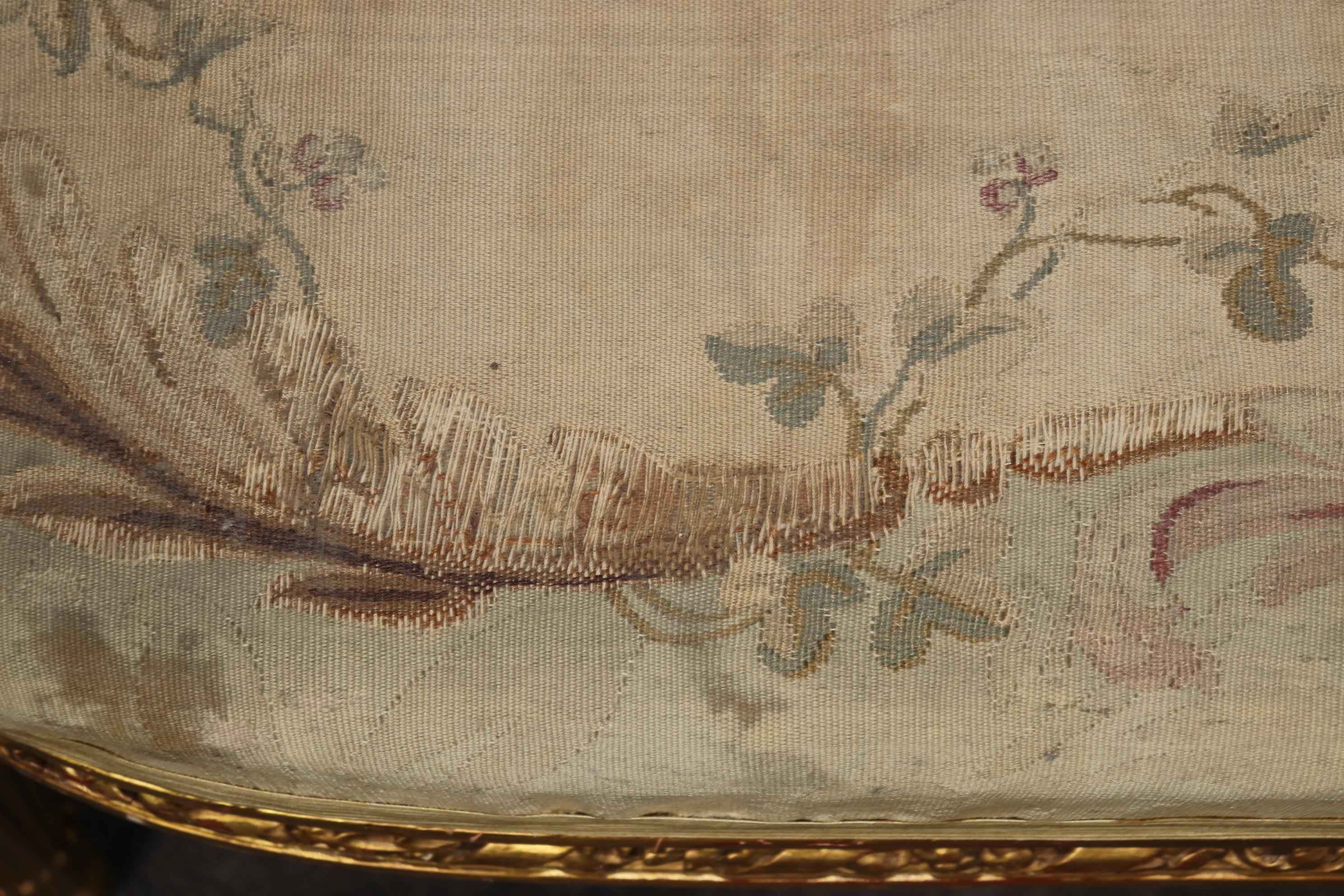 19th Century French Louis XVI Style Gilt Wood Aubusson Parlor Set For Sale 2