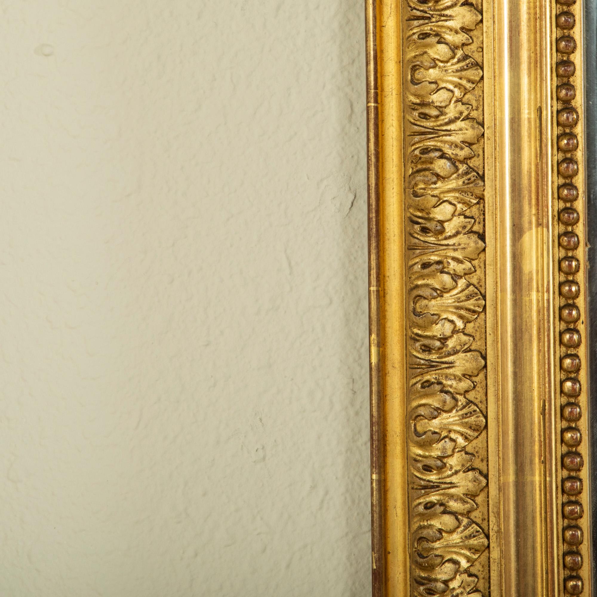 19th Century French Louis XVI Style Gilt Wood Mirror with Beveled Mercury Glass 4