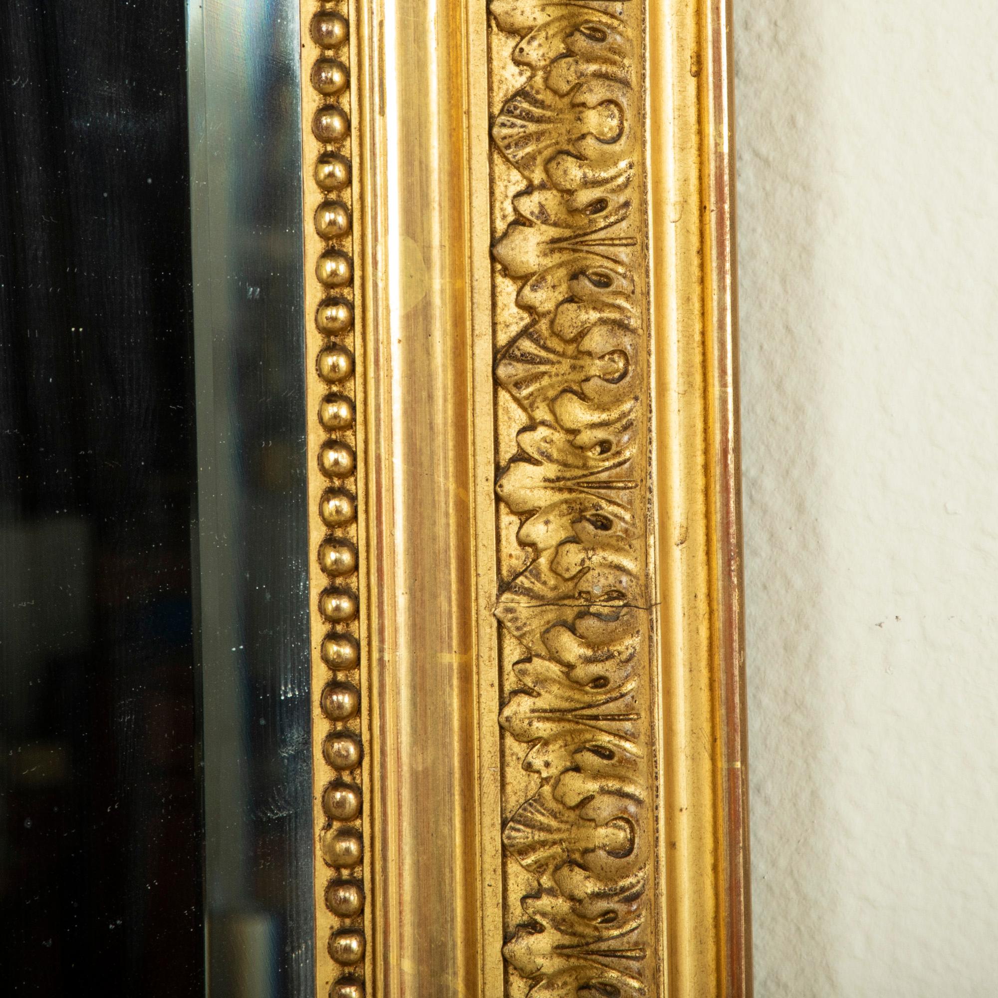 19th Century French Louis XVI Style Gilt Wood Mirror with Beveled Mercury Glass 5