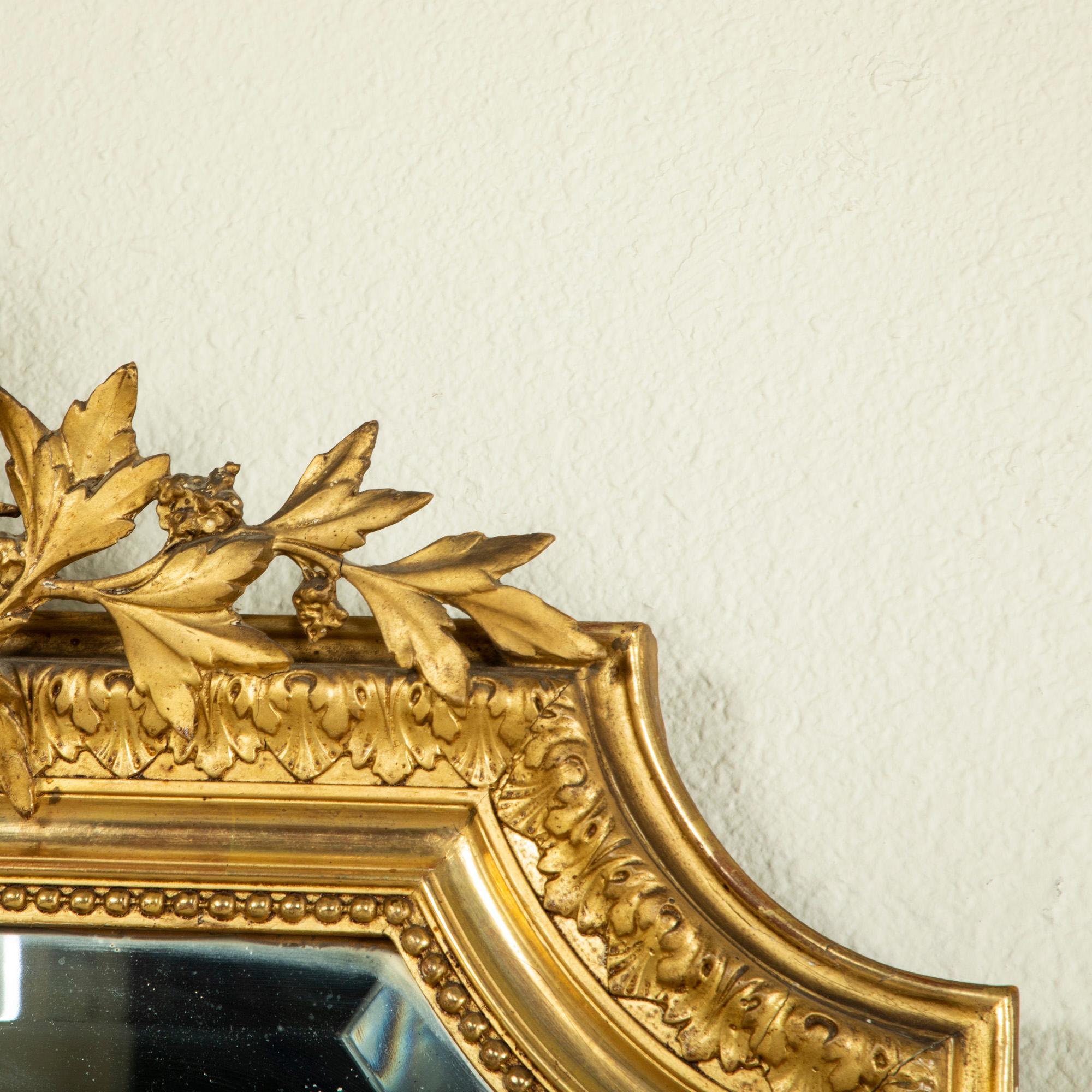 19th Century French Louis XVI Style Gilt Wood Mirror with Beveled Mercury Glass 6