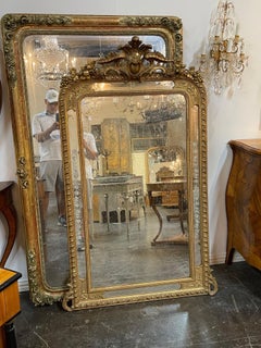 19th Century French Louis XVI Style Giltwood and Etched Glass Mirror