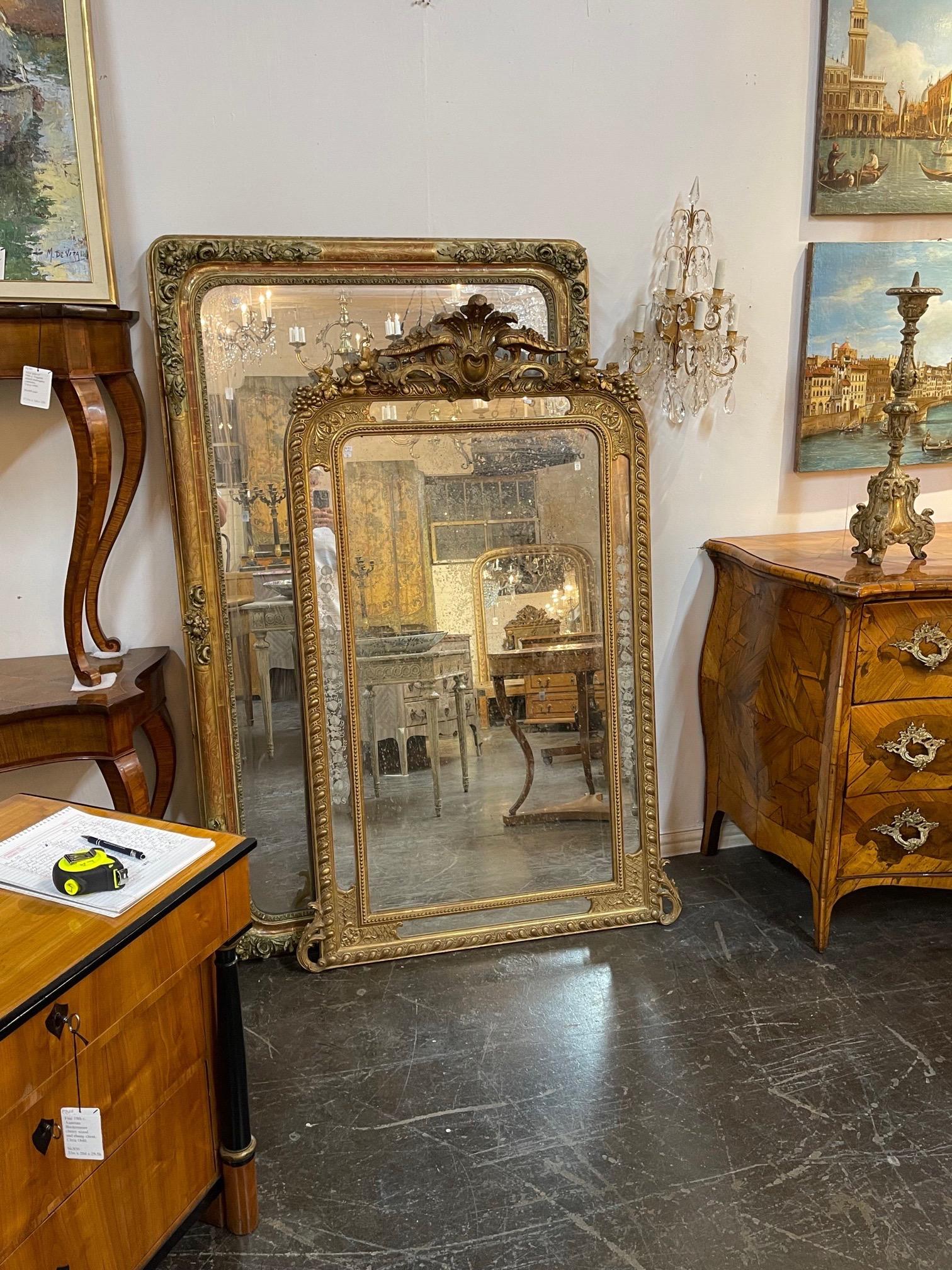 19th Century French Louis XVI Style Giltwood and Etched Glass Mirror For Sale 4