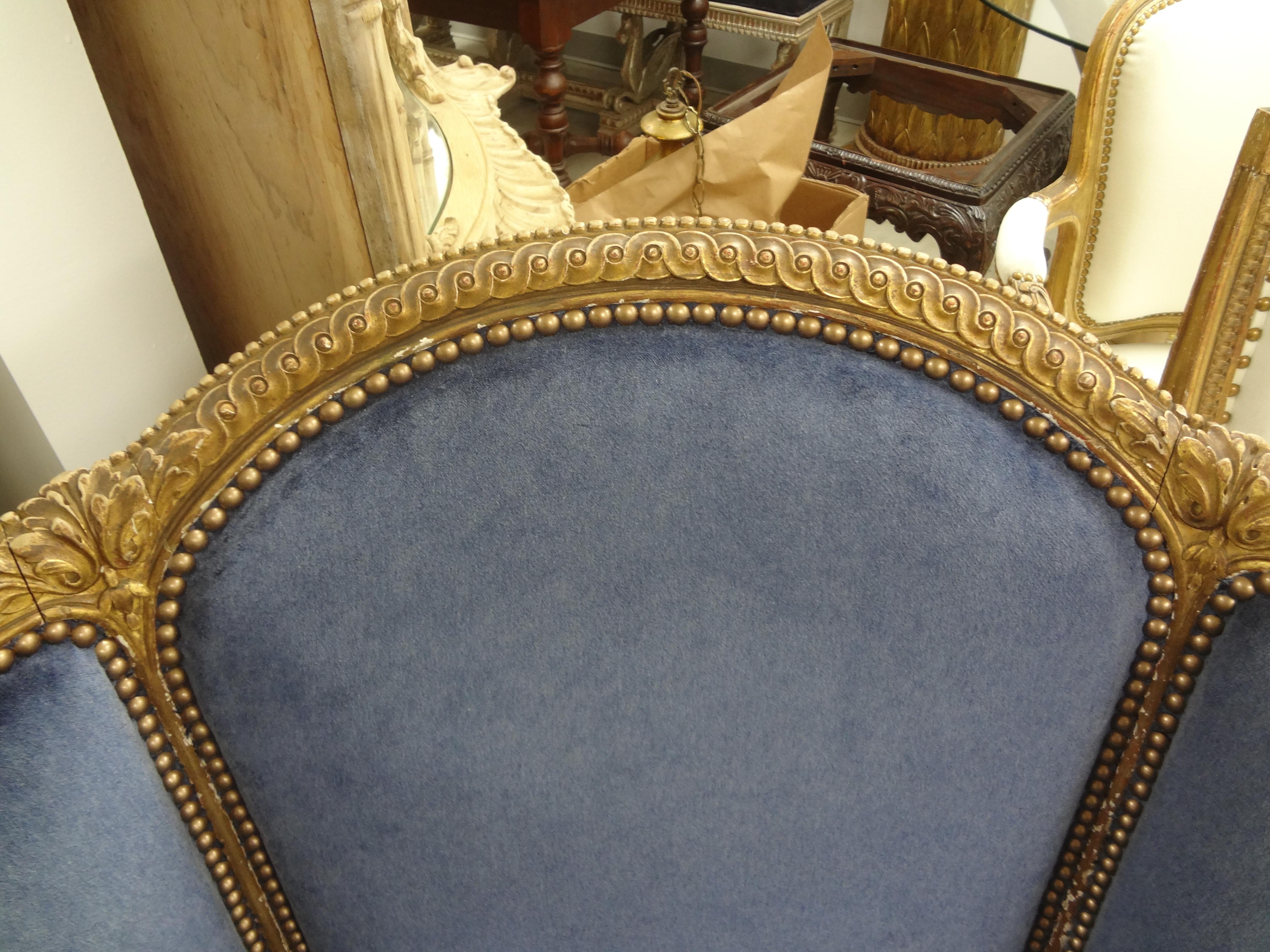 19th Century French Louis XVI Style Giltwood Bergere 7