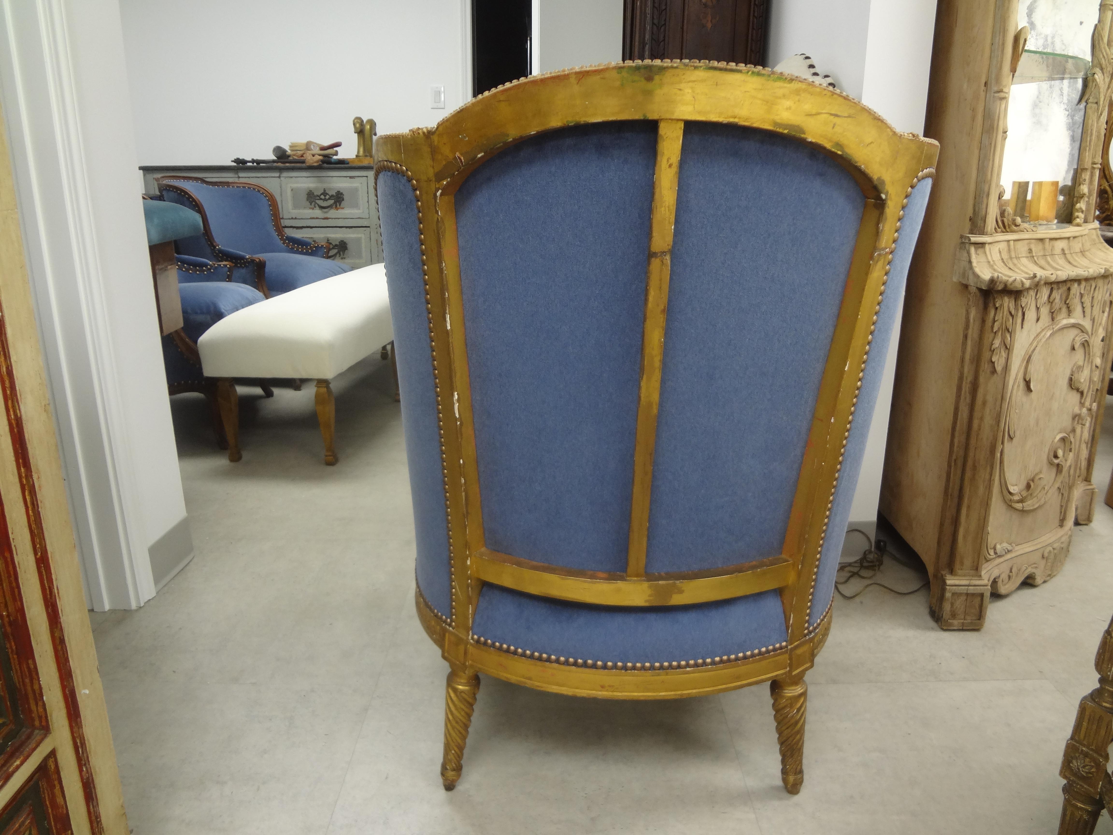 19th Century French Louis XVI Style Giltwood Bergere 4
