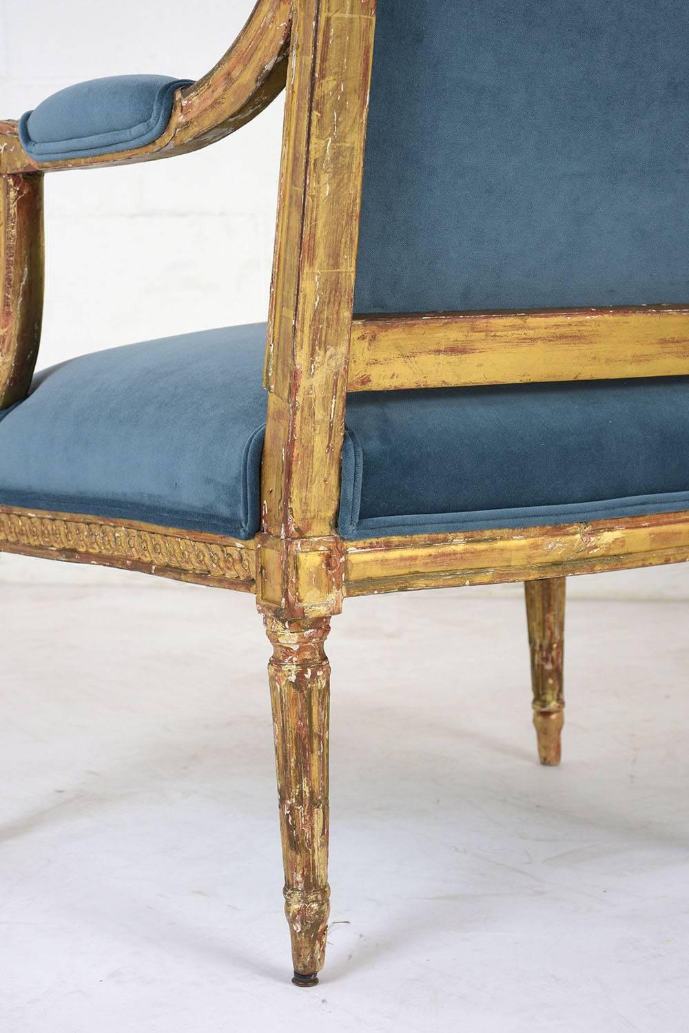 19th Century French Louis XVI Style Giltwood Bergères 6