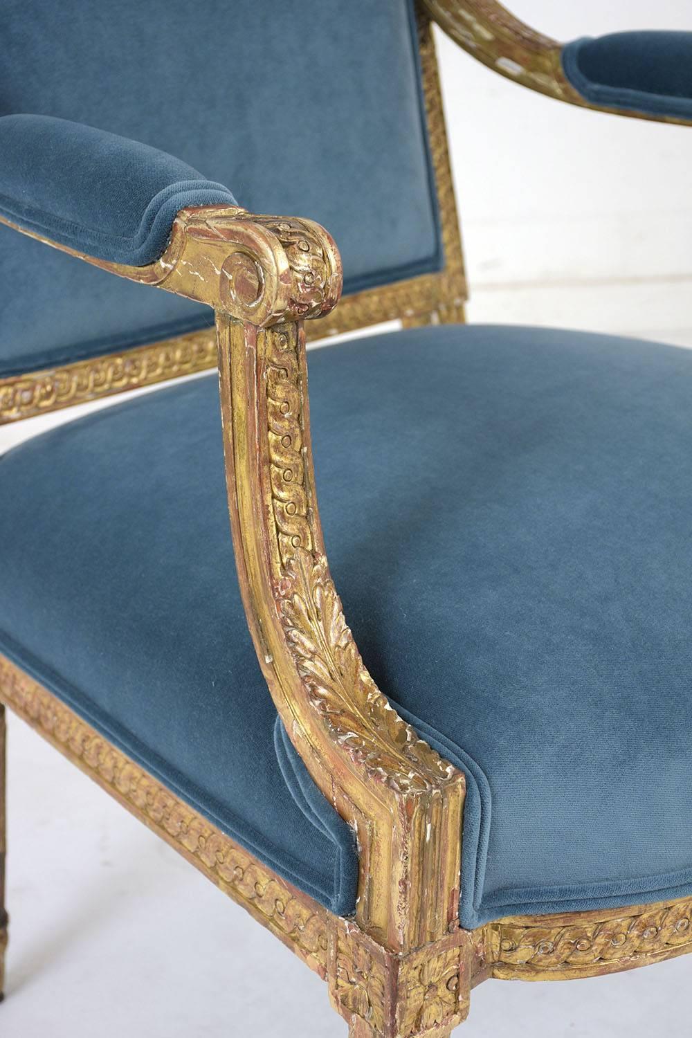 19th Century French Louis XVI Style Giltwood Bergères 8