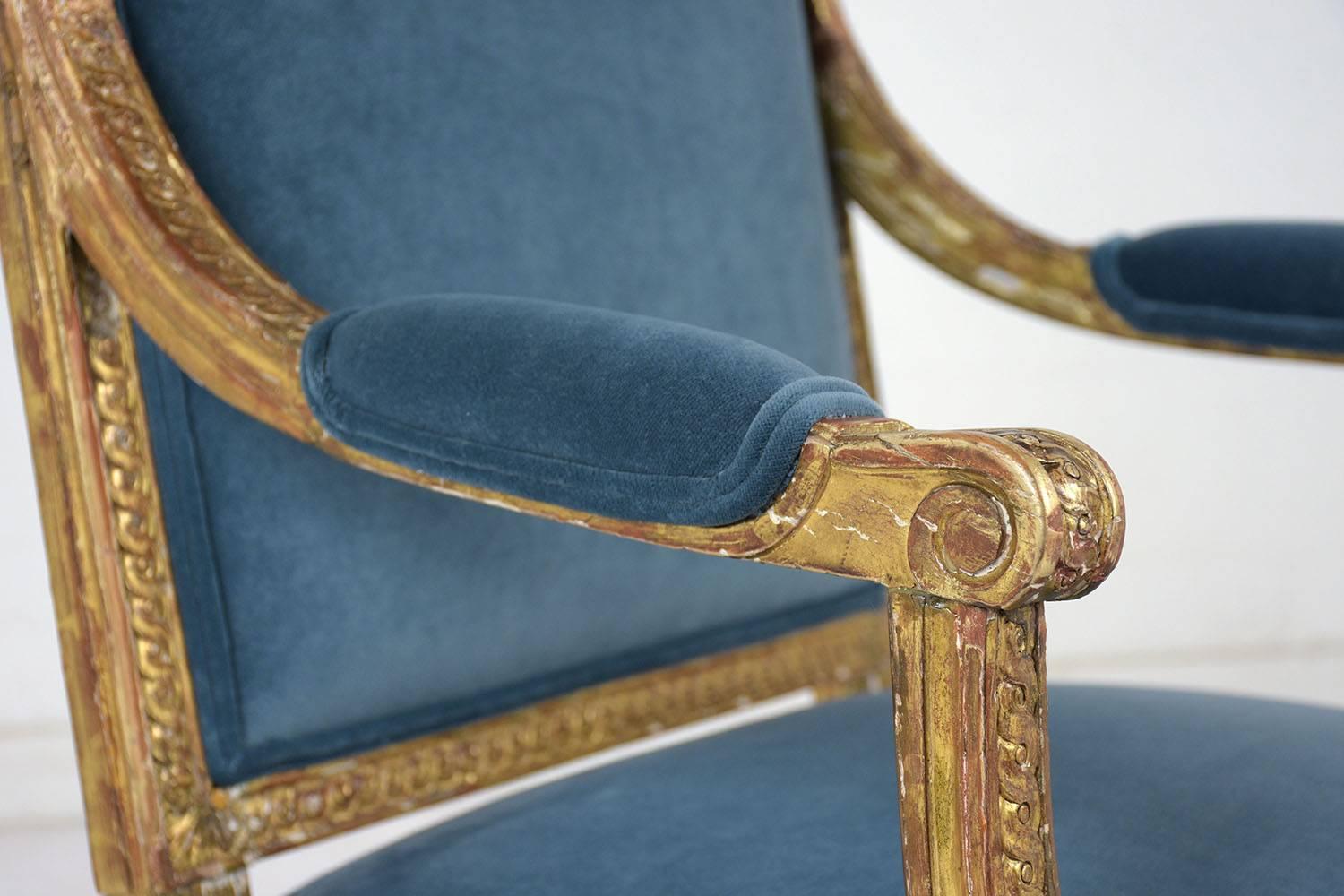 19th Century French Louis XVI Style Giltwood Bergères 9