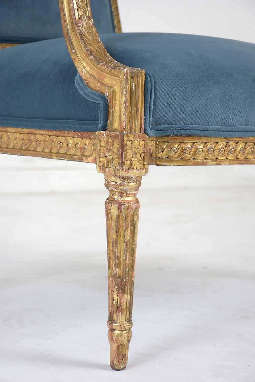 19th Century French Louis XVI Style Giltwood Bergères 10