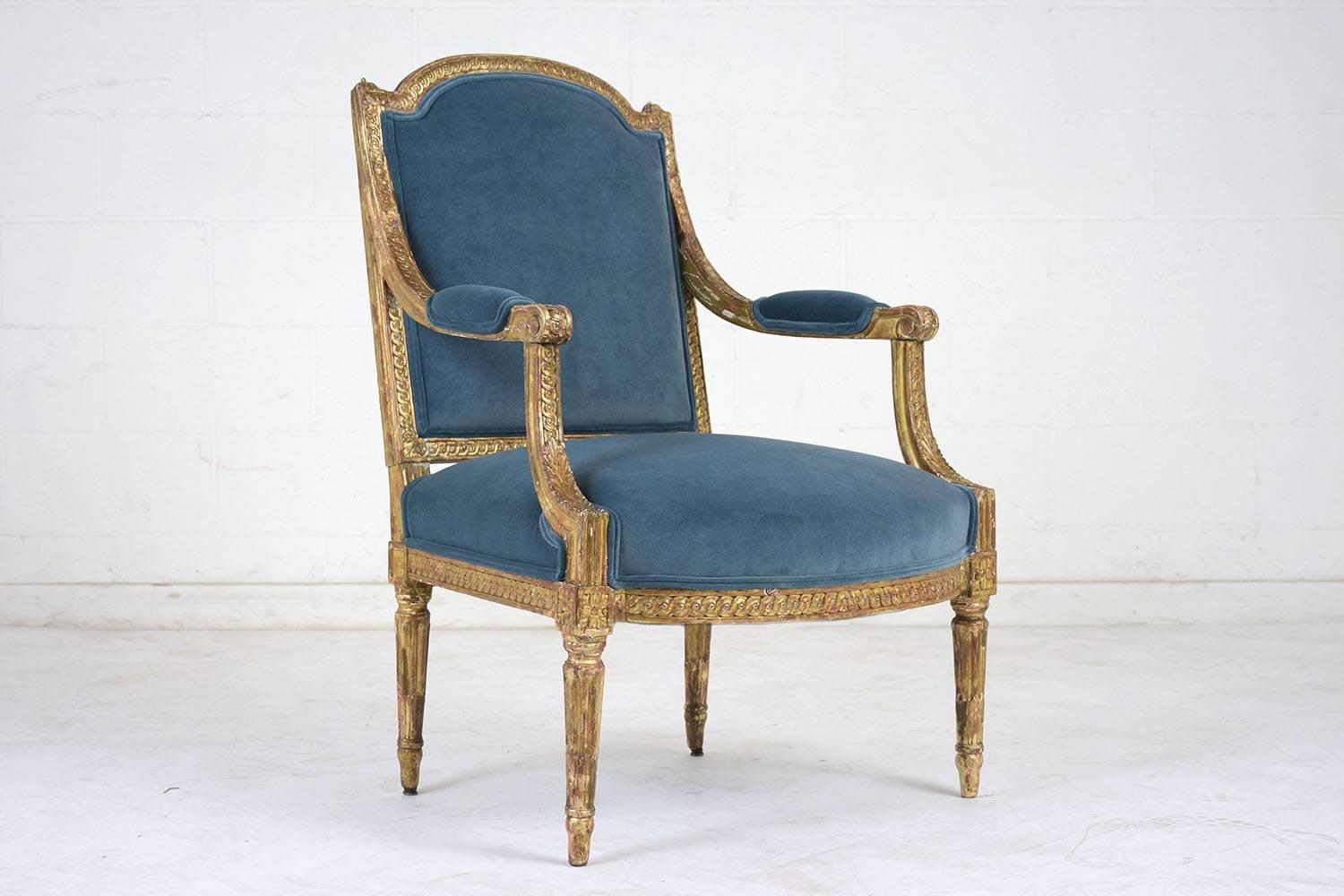 19th Century French Louis XVI Style Giltwood Bergères 1
