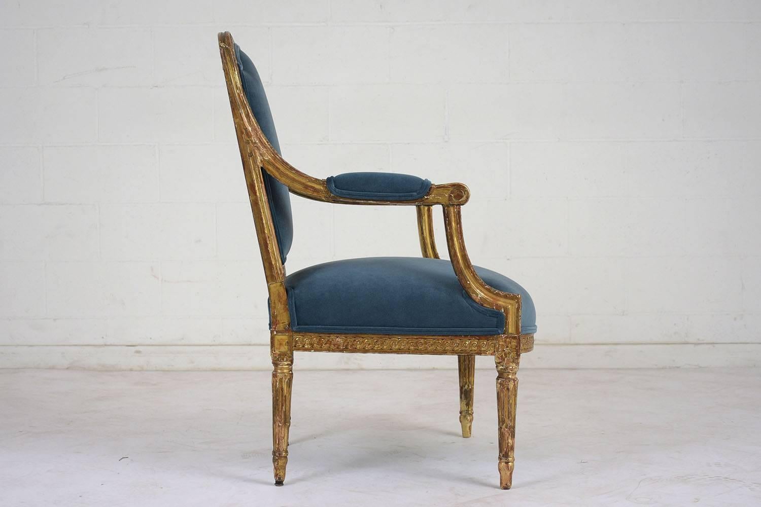 19th Century French Louis XVI Style Giltwood Bergères 2