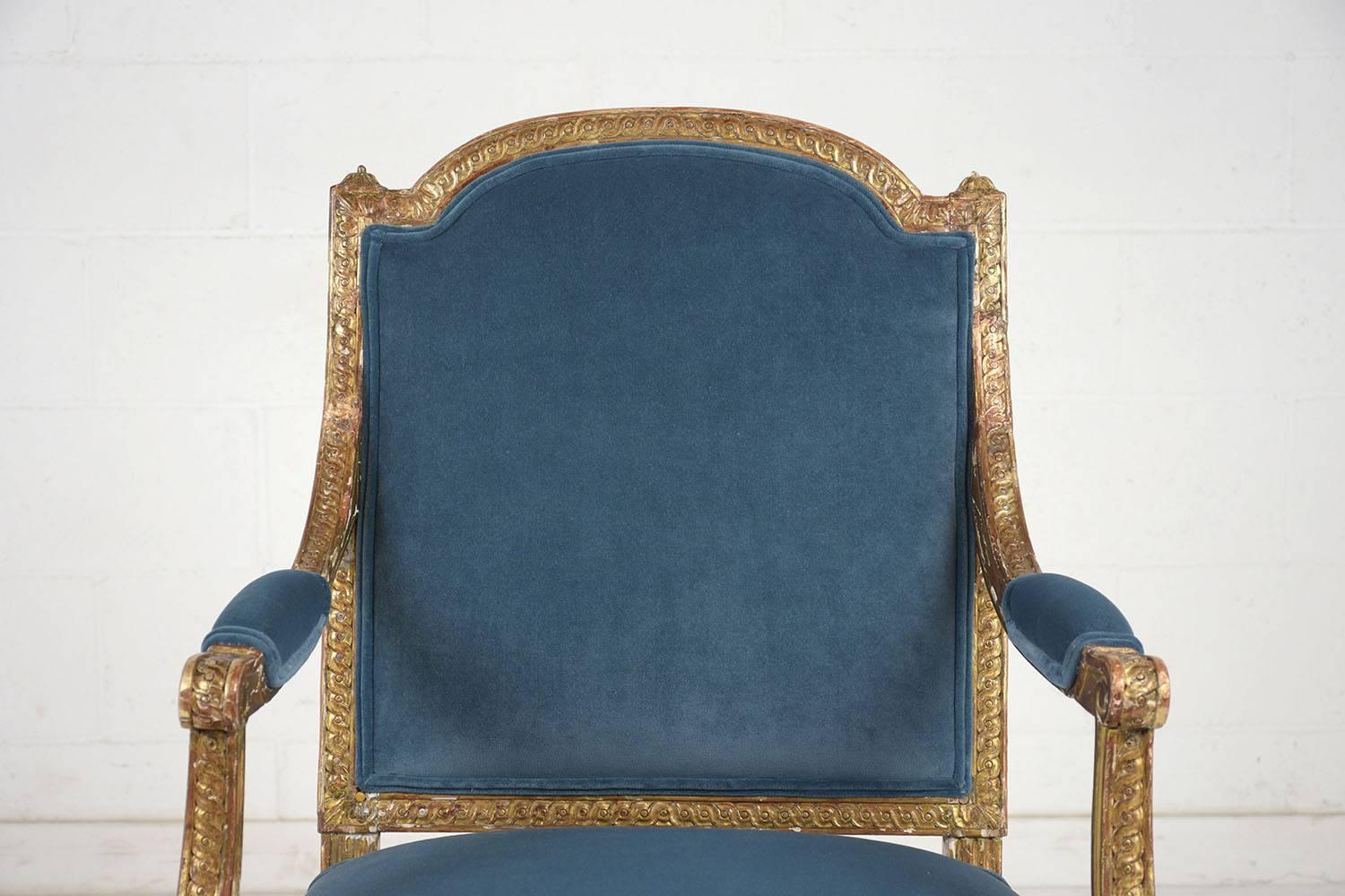 19th Century French Louis XVI Style Giltwood Bergères 4