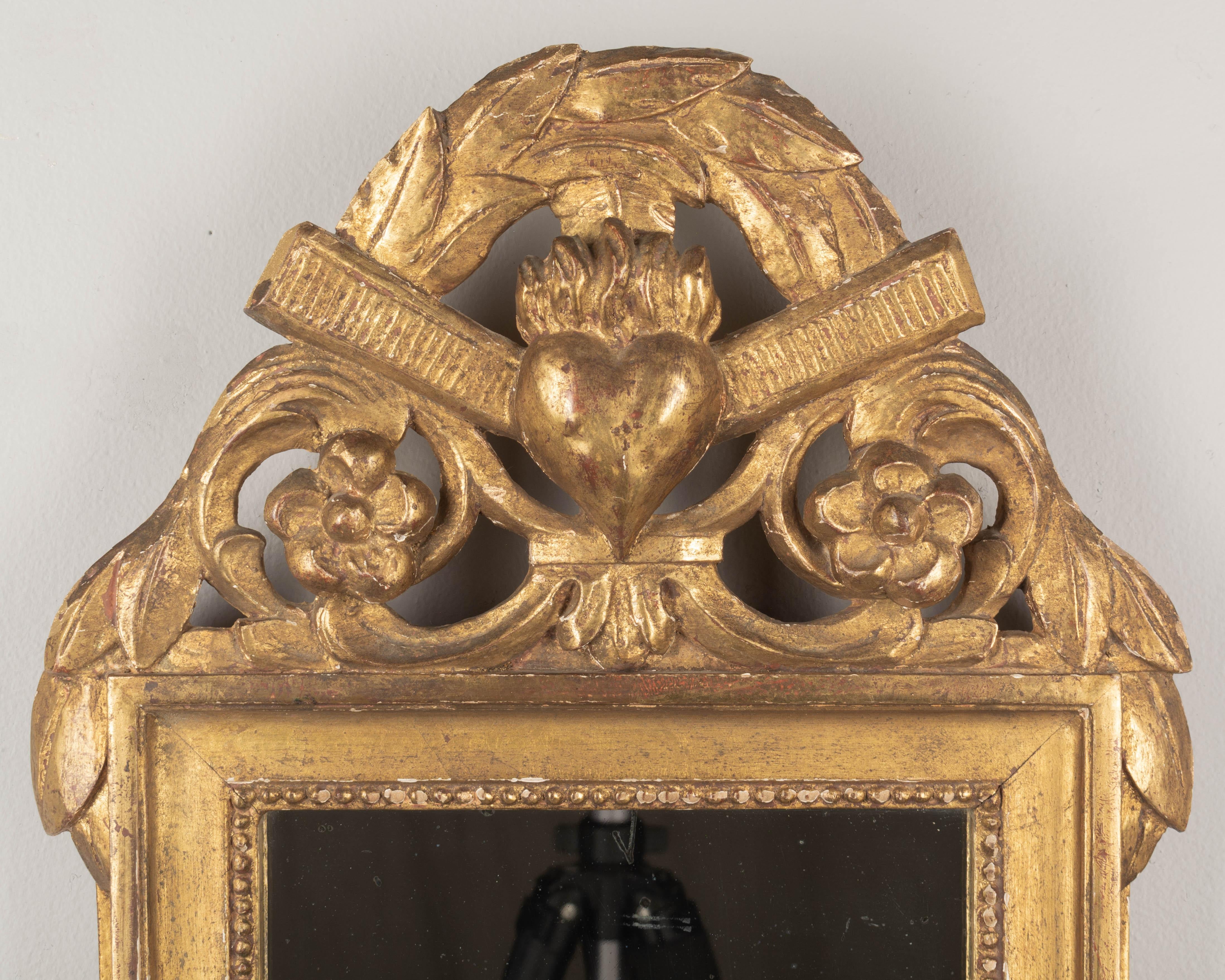 19th Century, French, Louis XVI Style Giltwood Bridal Mirror For Sale 1