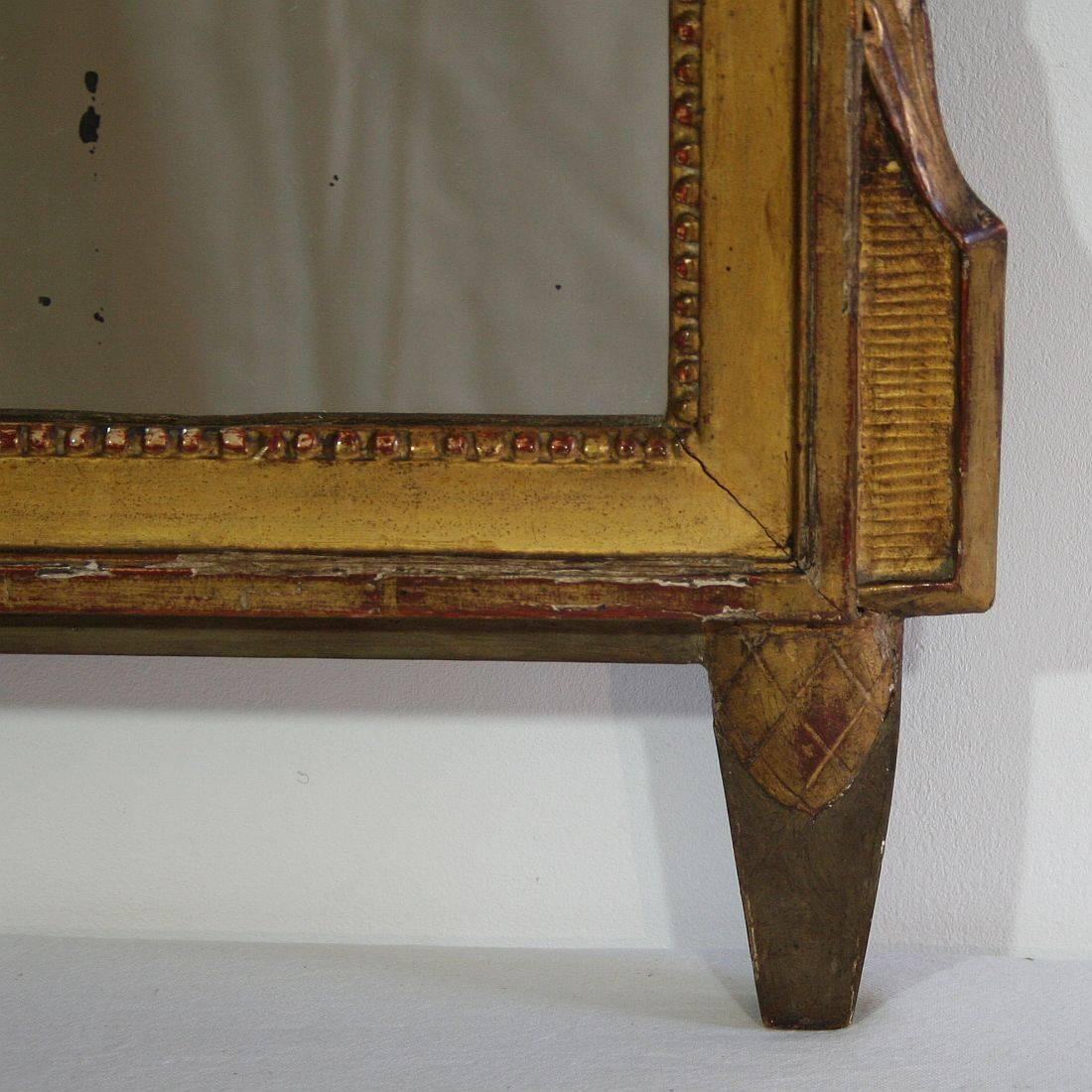 19th Century French Louis XVI Style Giltwood Bridal Mirror 1