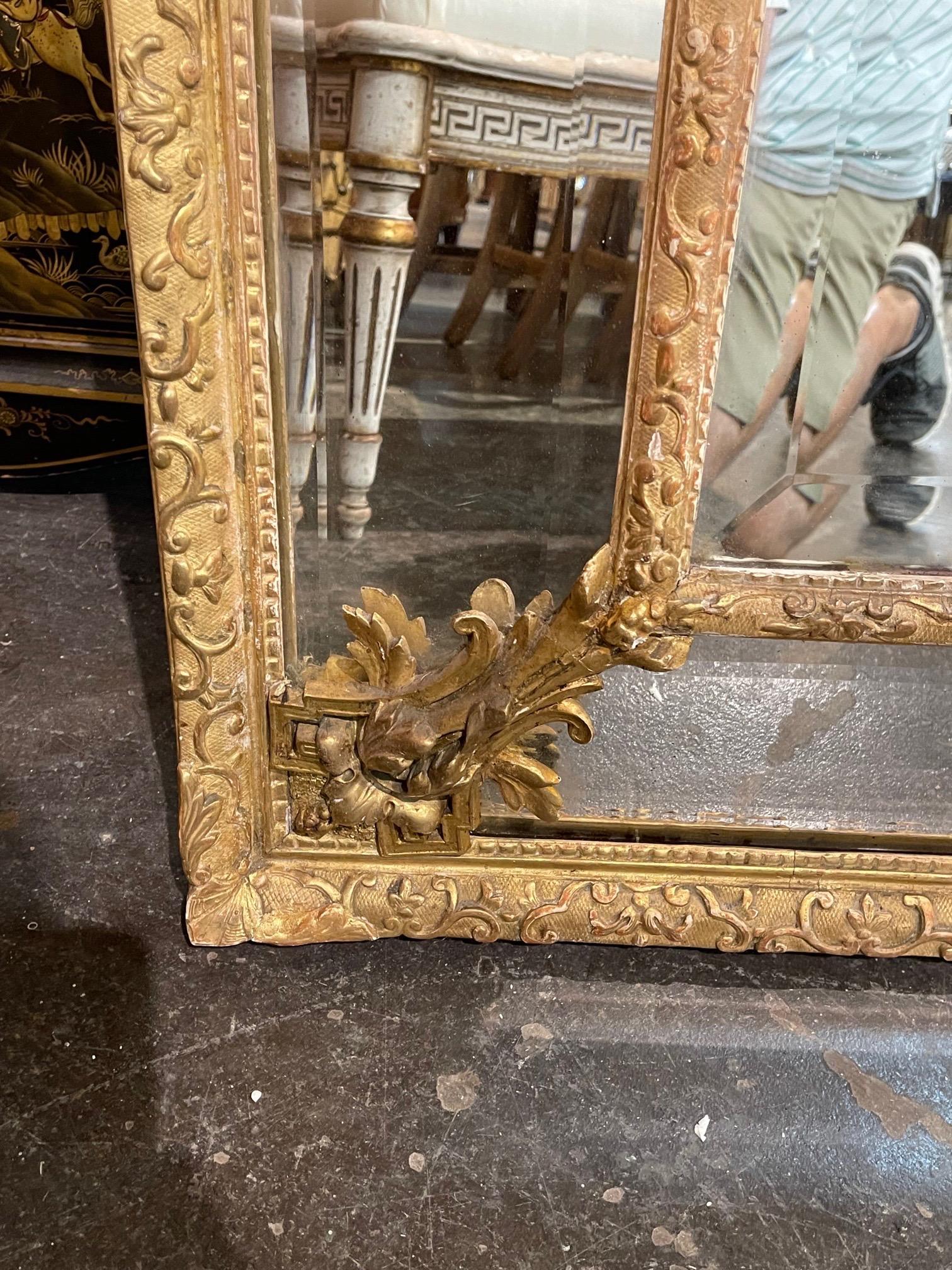19th Century French Louis XVI Style Giltwood Cushion Mirror with Glass Panels 3