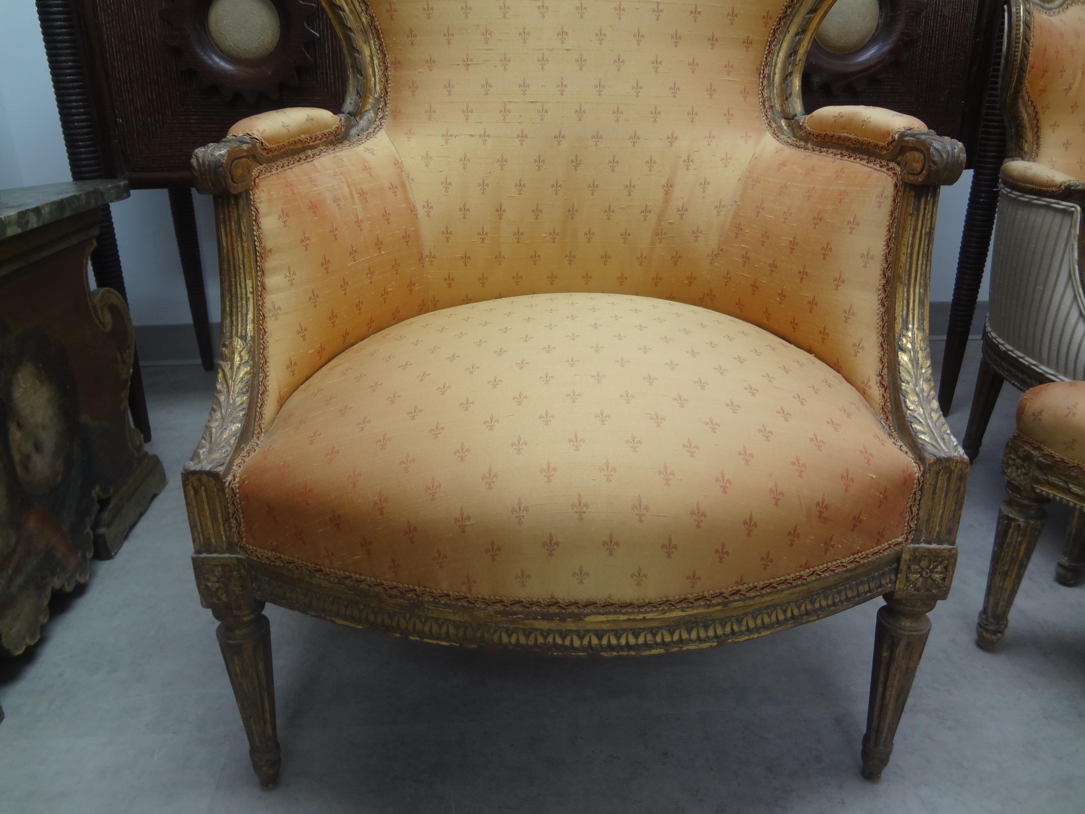 19th Century French Louis XVI Style Giltwood Duchesse Brisee For Sale 3