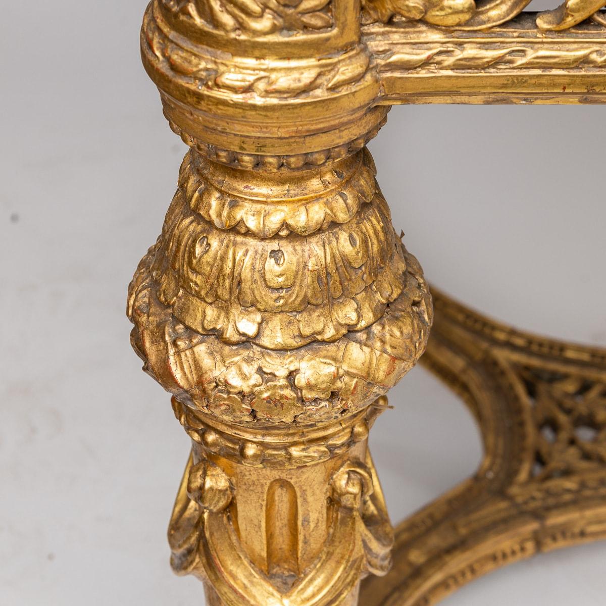 19th Century French Louis XVI Style Giltwood & Green Alp Marble Table c.1870 For Sale 9