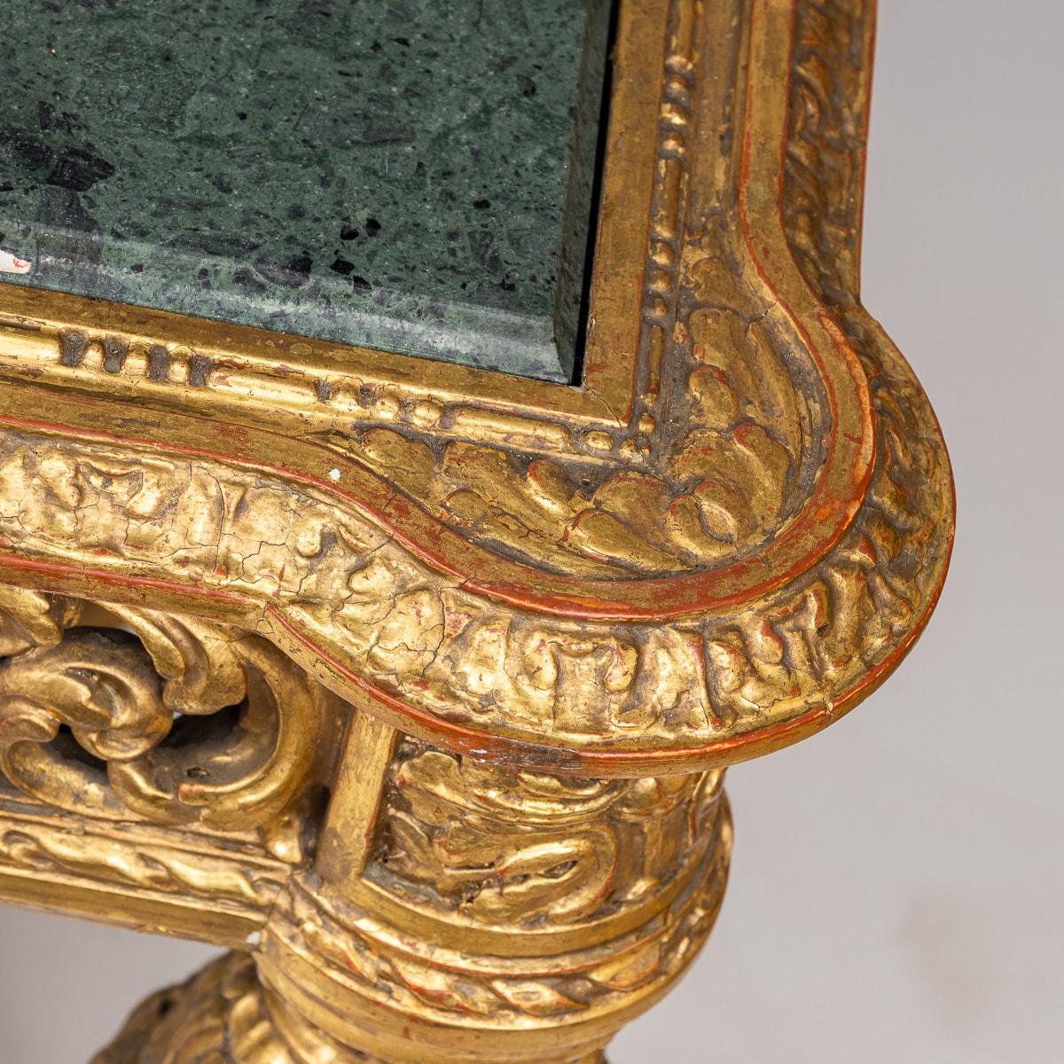 19th Century French Louis XVI Style Giltwood & Green Alp Marble Table c.1870 For Sale 2