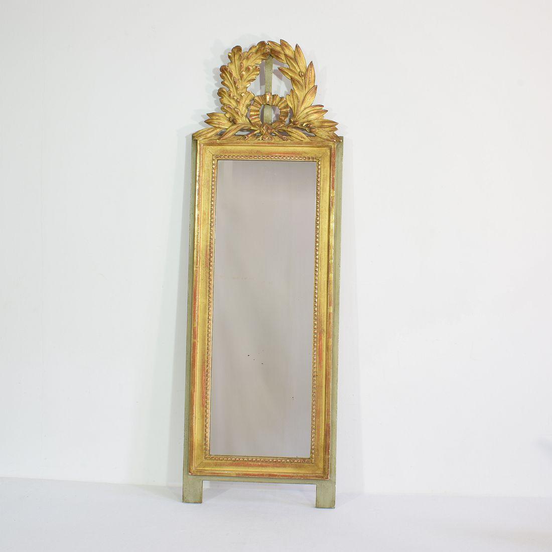 19th Century French Louis XVI Style Giltwood Mirror In Good Condition In Buisson, FR