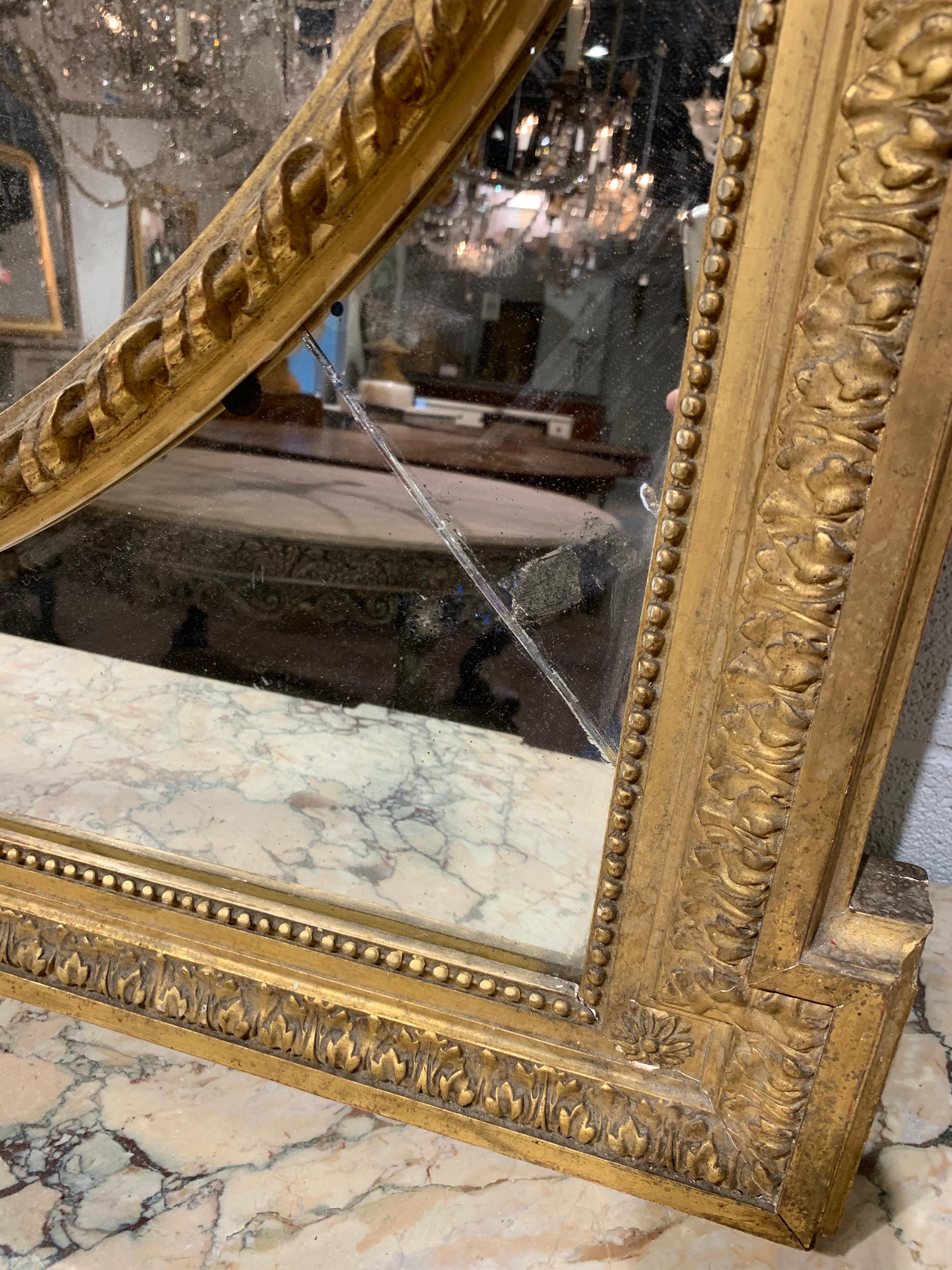 19th Century French Louis XVI Style Giltwood Mirror 3