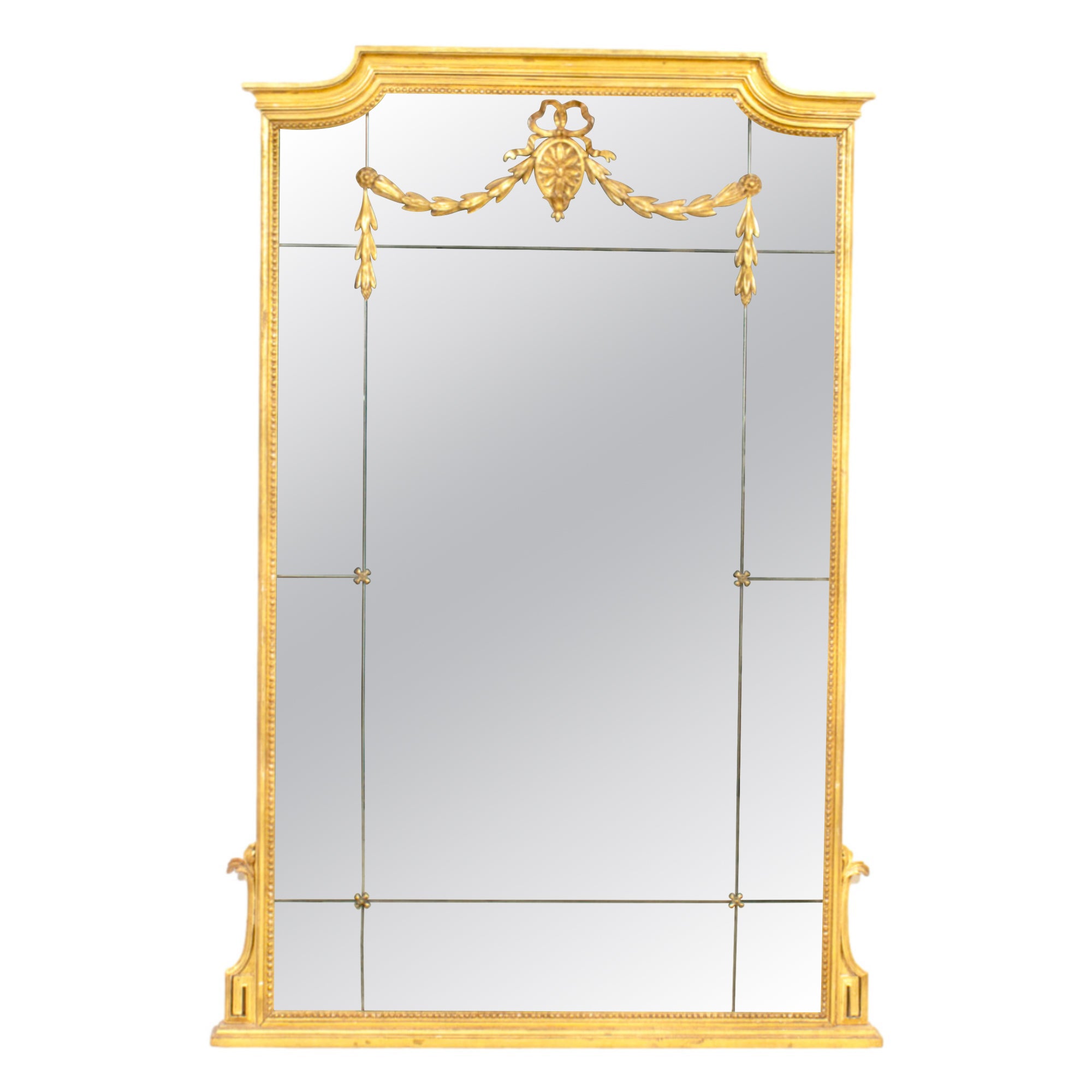 19th Century French Louis XVI Style Giltwood Pareclose Mirror w/Original Glass For Sale