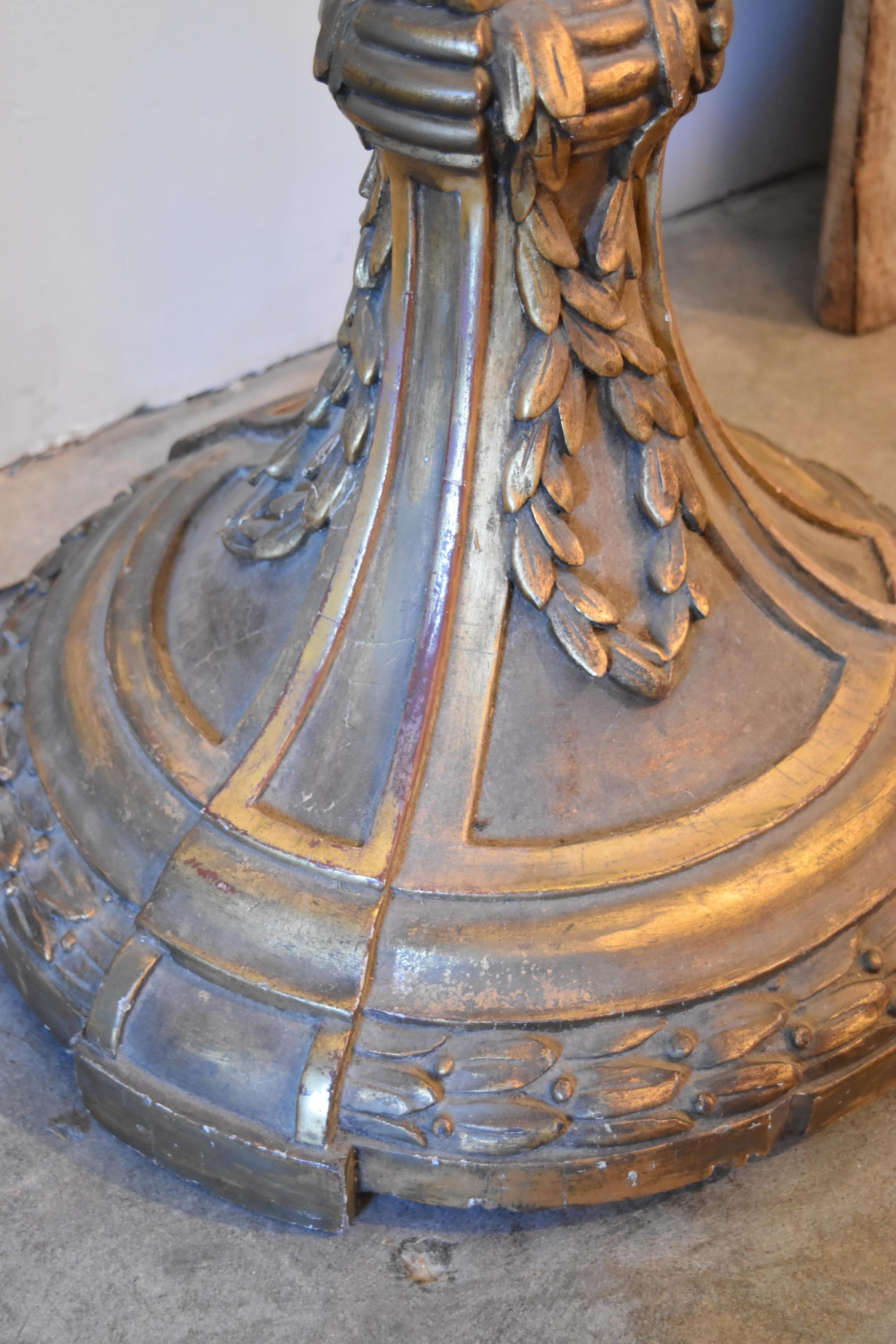 Giltwood 19th Century French Louis XVI Style Gold Gilt Candlestick Converted To Lamp. For Sale