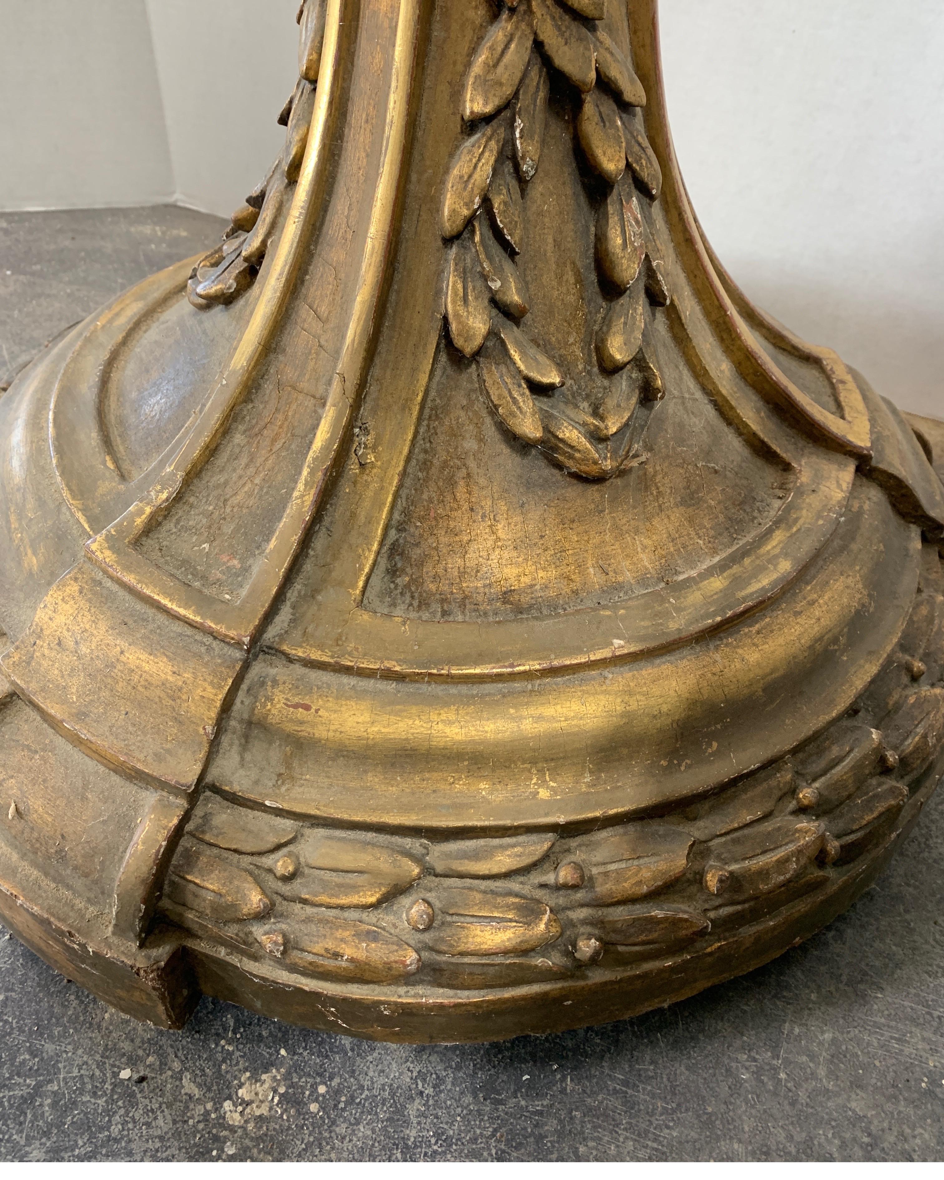 19th Century French Louis XVI Style Gold Gilt Candlestick Converted To Lamp. For Sale 1