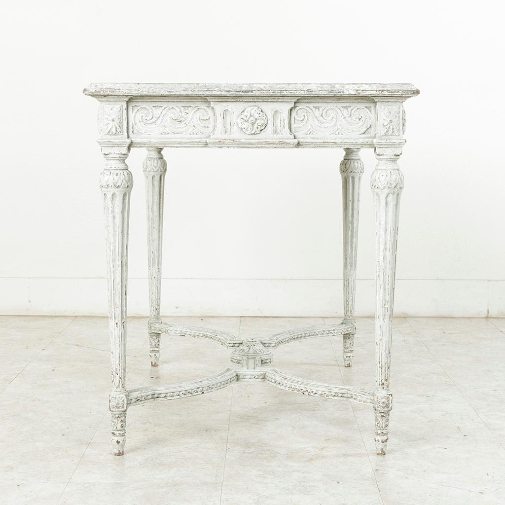 19th Century French Louis XVI Style Hand-Carved and Painted Centre Table, Desk 1