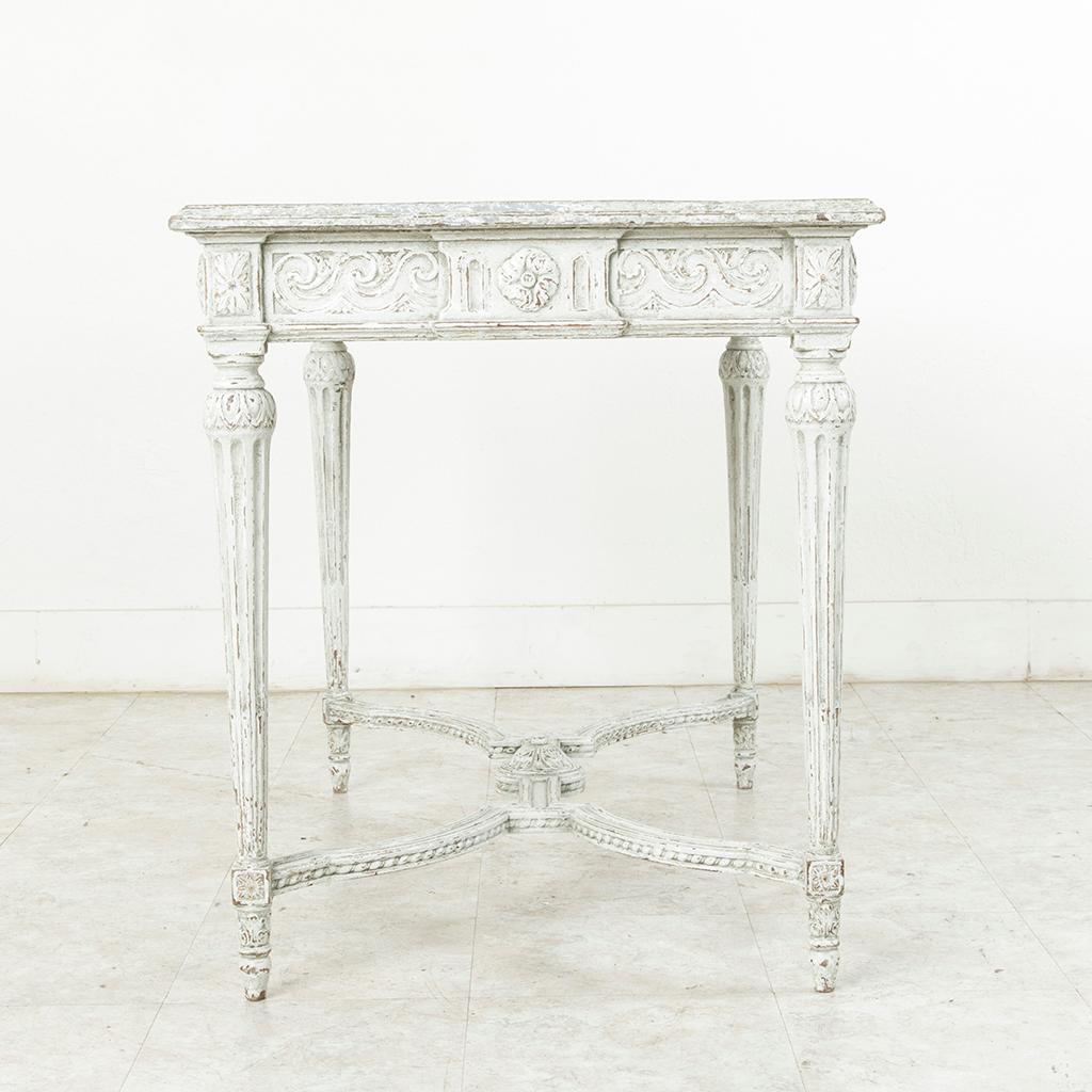 19th Century French Louis XVI Style Hand-Carved and Painted Centre Table, Desk 3