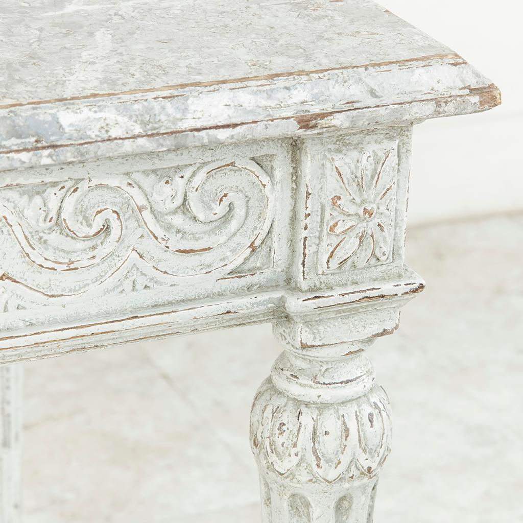 19th Century French Louis XVI Style Hand-Carved and Painted Centre Table, Desk 5