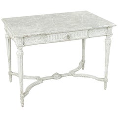19th Century French Louis XVI Style Hand-Carved and Painted Centre Table, Desk