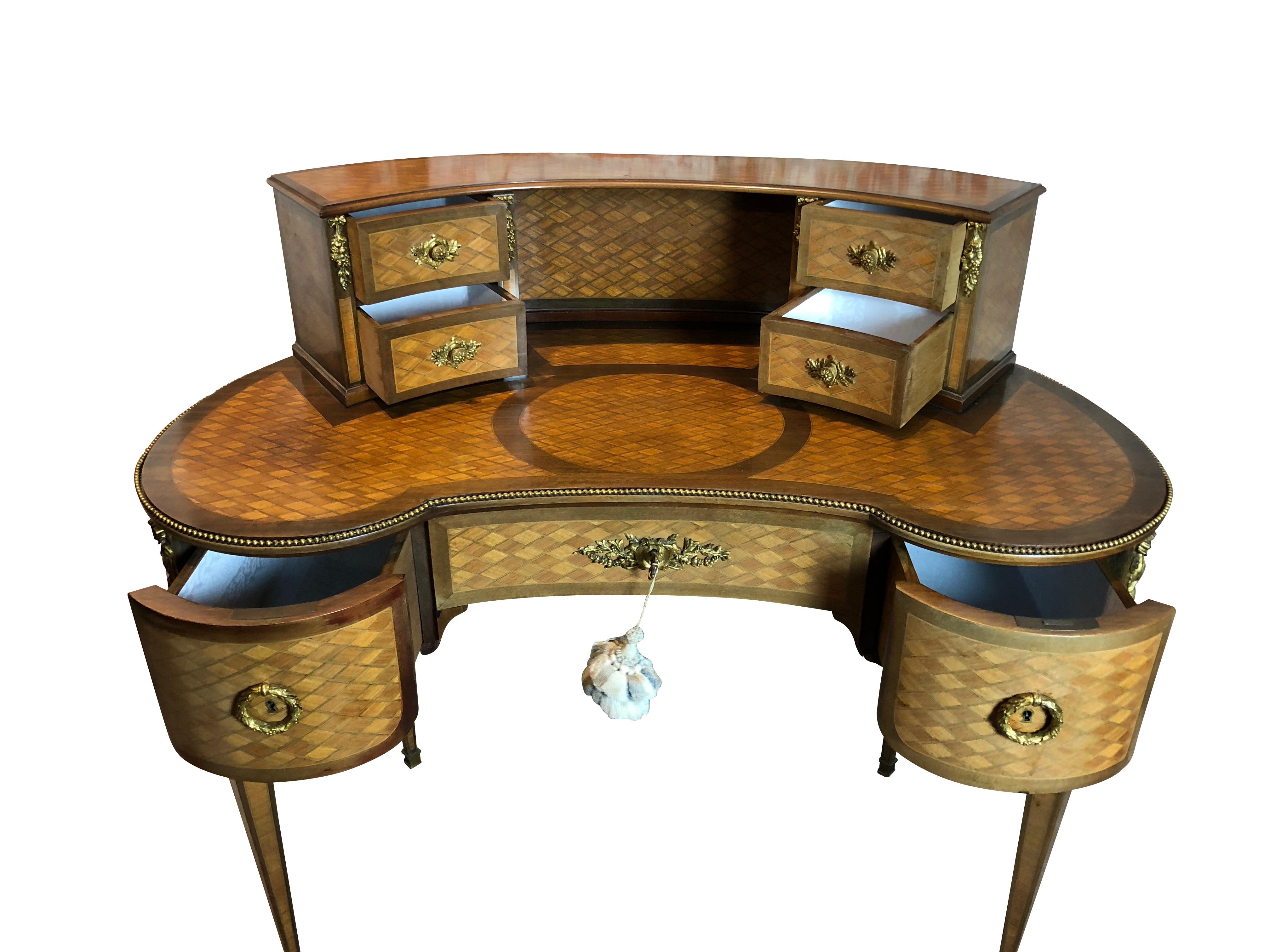 19th Century French Louis XVI Style Kidney Shaped Desk 1