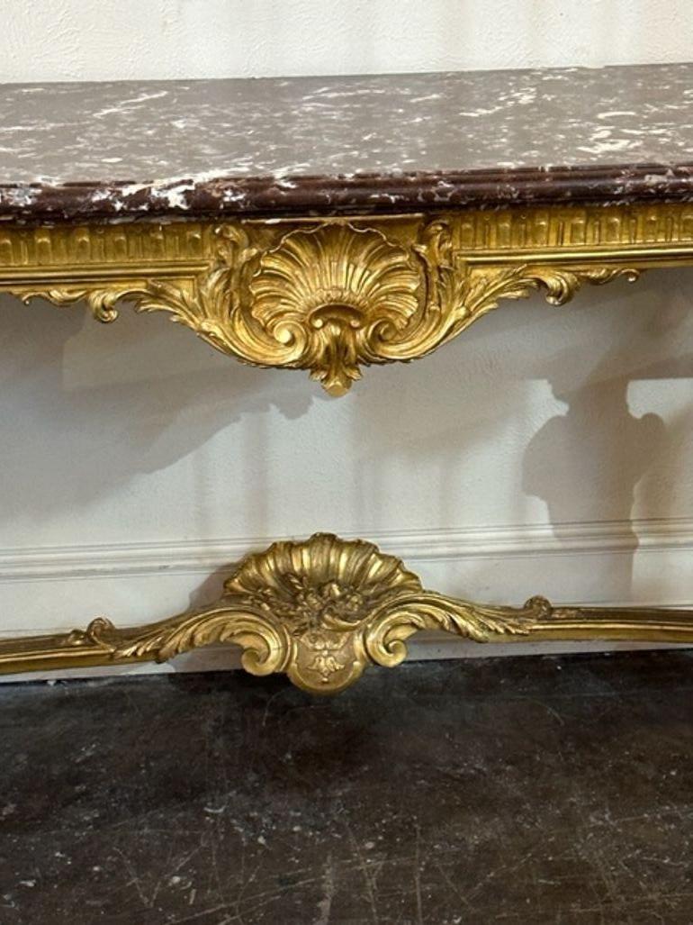 19th Century French Louis XVI Style Large Scale Giltwood Console In Good Condition For Sale In Dallas, TX