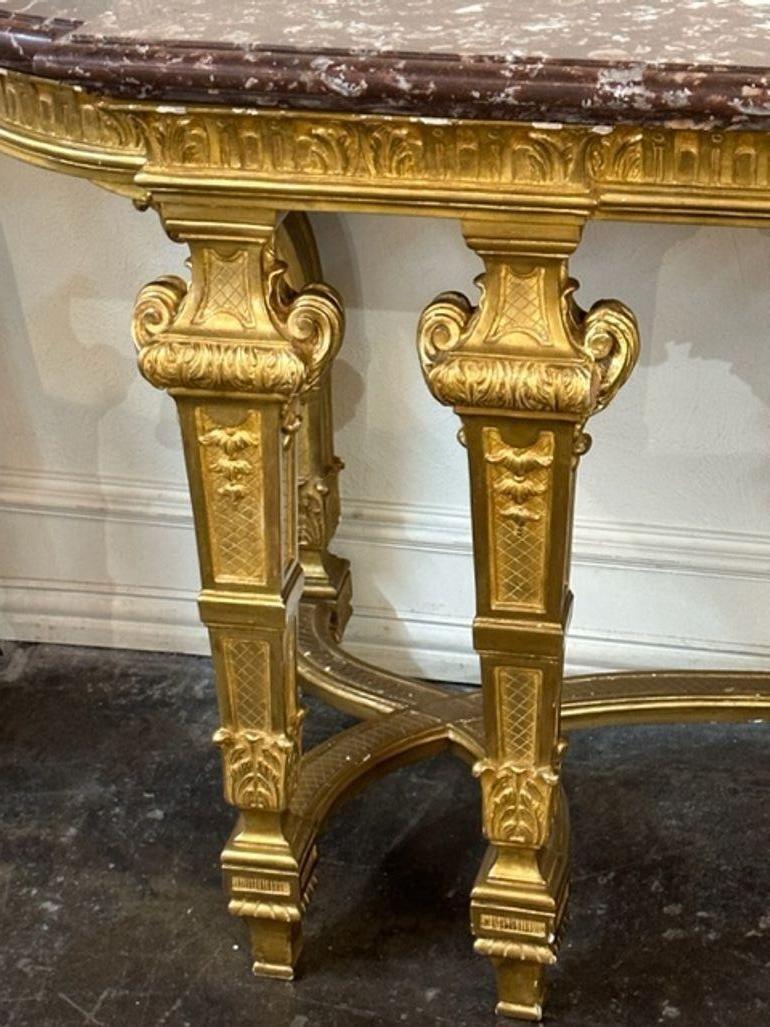 XIXe siècle Console en bois doré à grande échelle de style Louis XVI du 19ème siècle français en vente